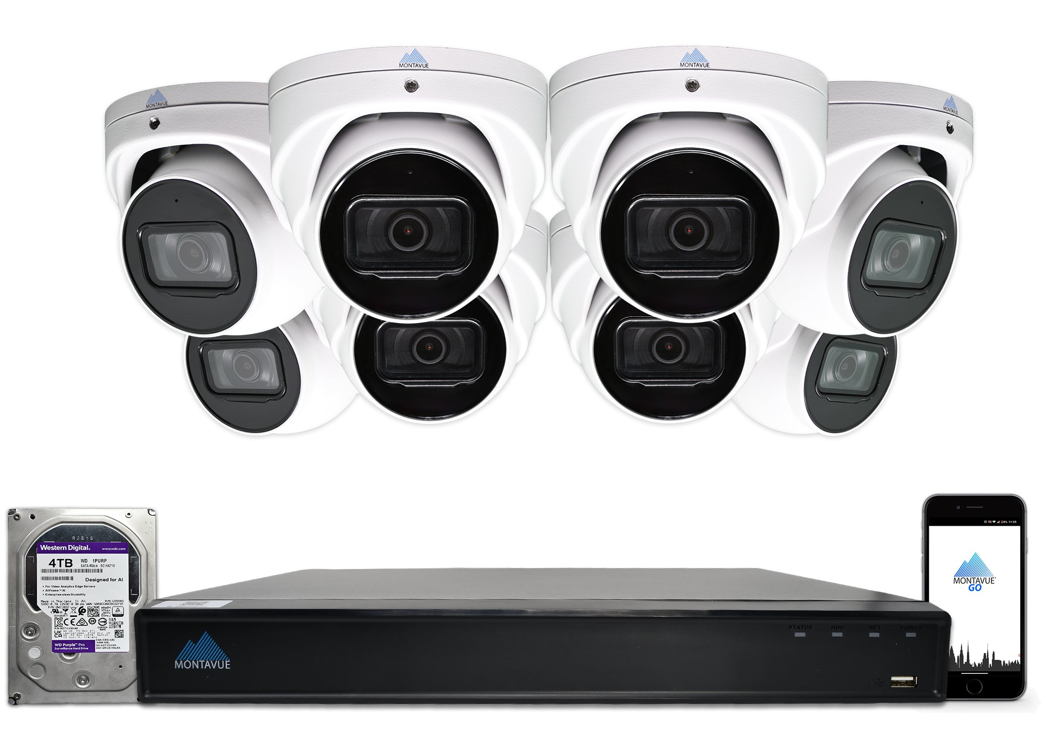 MTT8106-SMD Package | 8MP 4K Basin AI Smart Motion Turret Cameras and 16 Channel NVR with 4TB HDD - Montavue