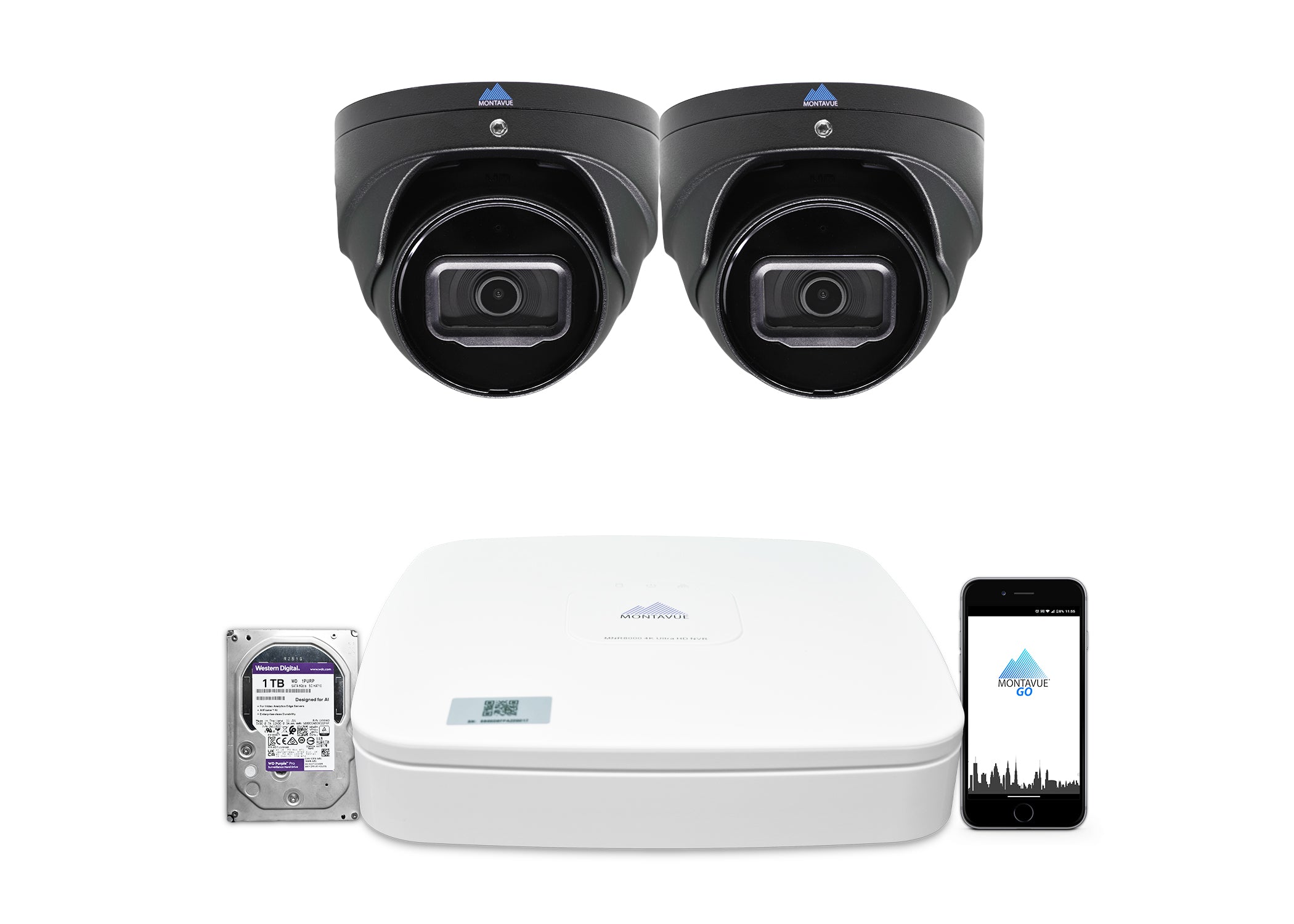 MTT8106-SMD Package | 8MP 4K Basin AI Smart Motion Turret Cameras and 4 Channel NVR with 1TB HDD - Montavue