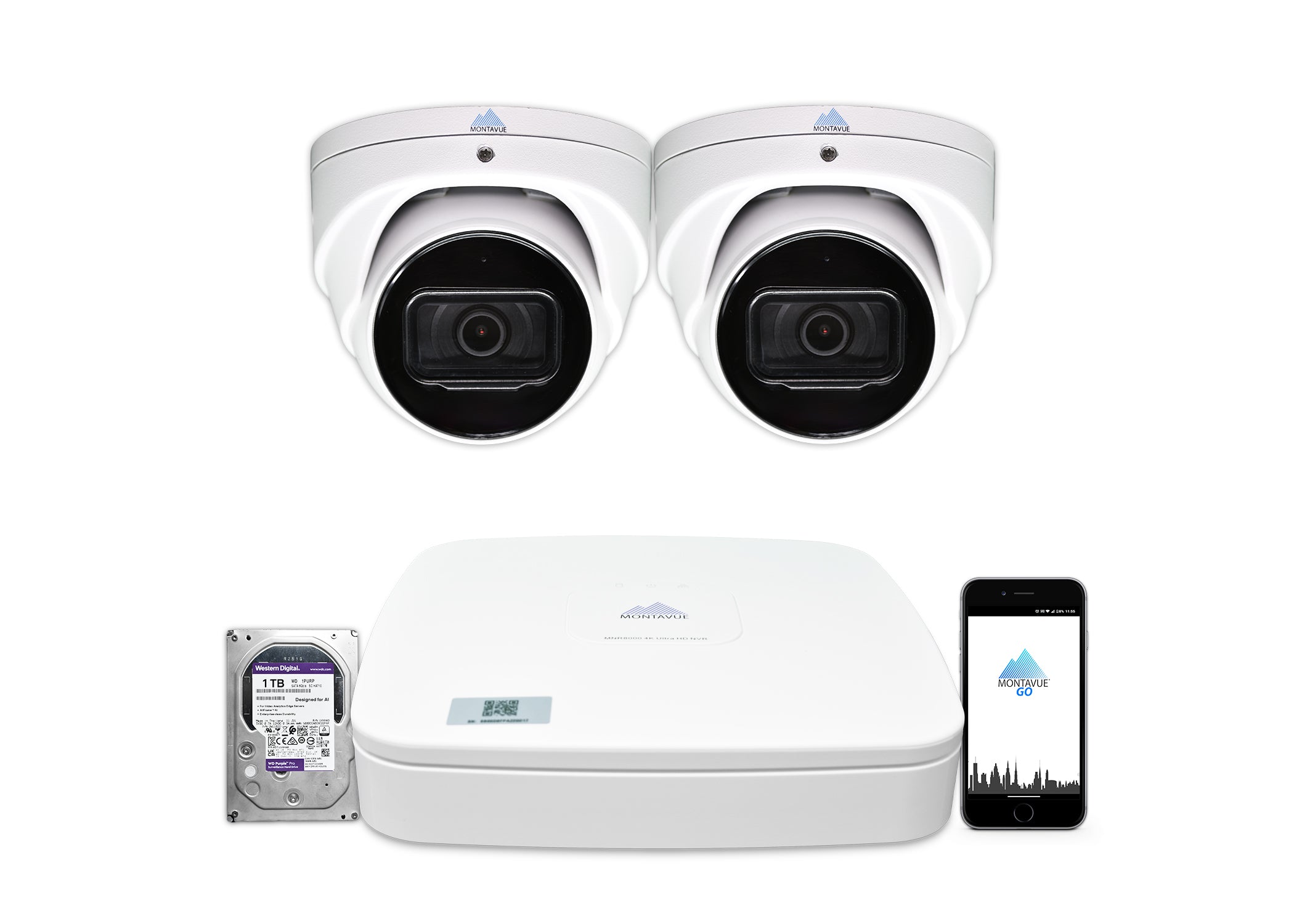 MTT8106-SMD Package | 8MP 4K Basin AI Smart Motion Turret Cameras and 4 Channel NVR with 1TB HDD - Montavue