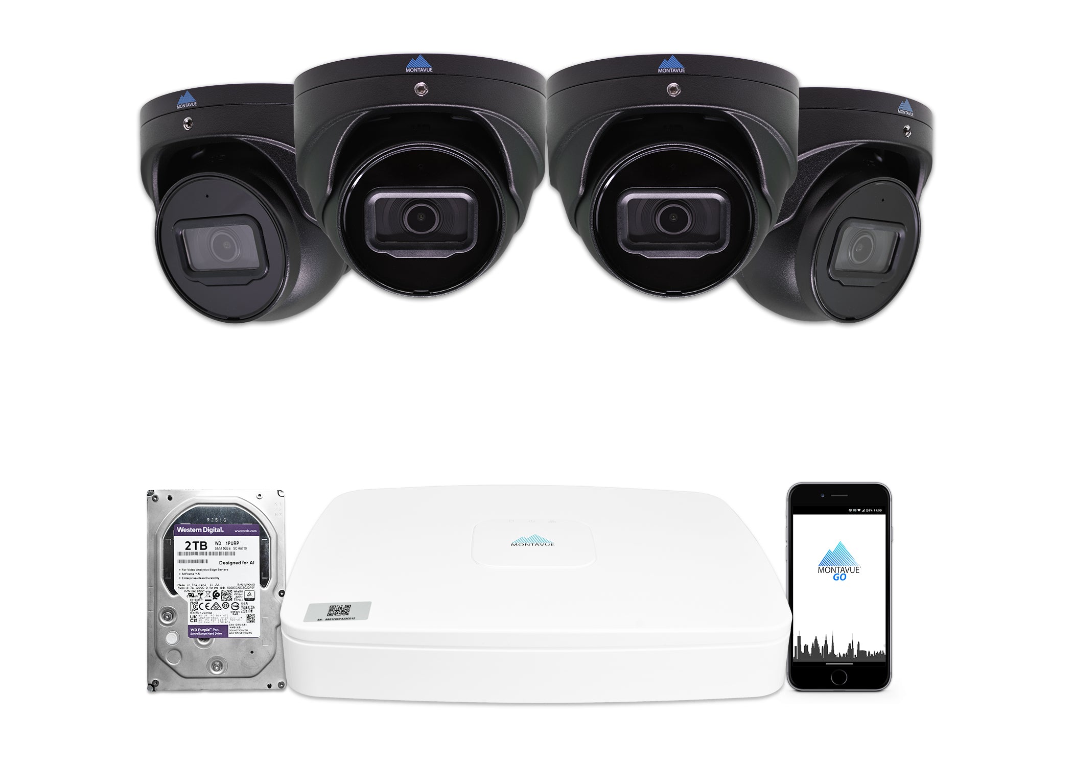 MTT8106-SMD Package | 8MP 4K Basin AI Smart Motion Turret Cameras and 8 Channel NVR with 2TB HDD - Montavue