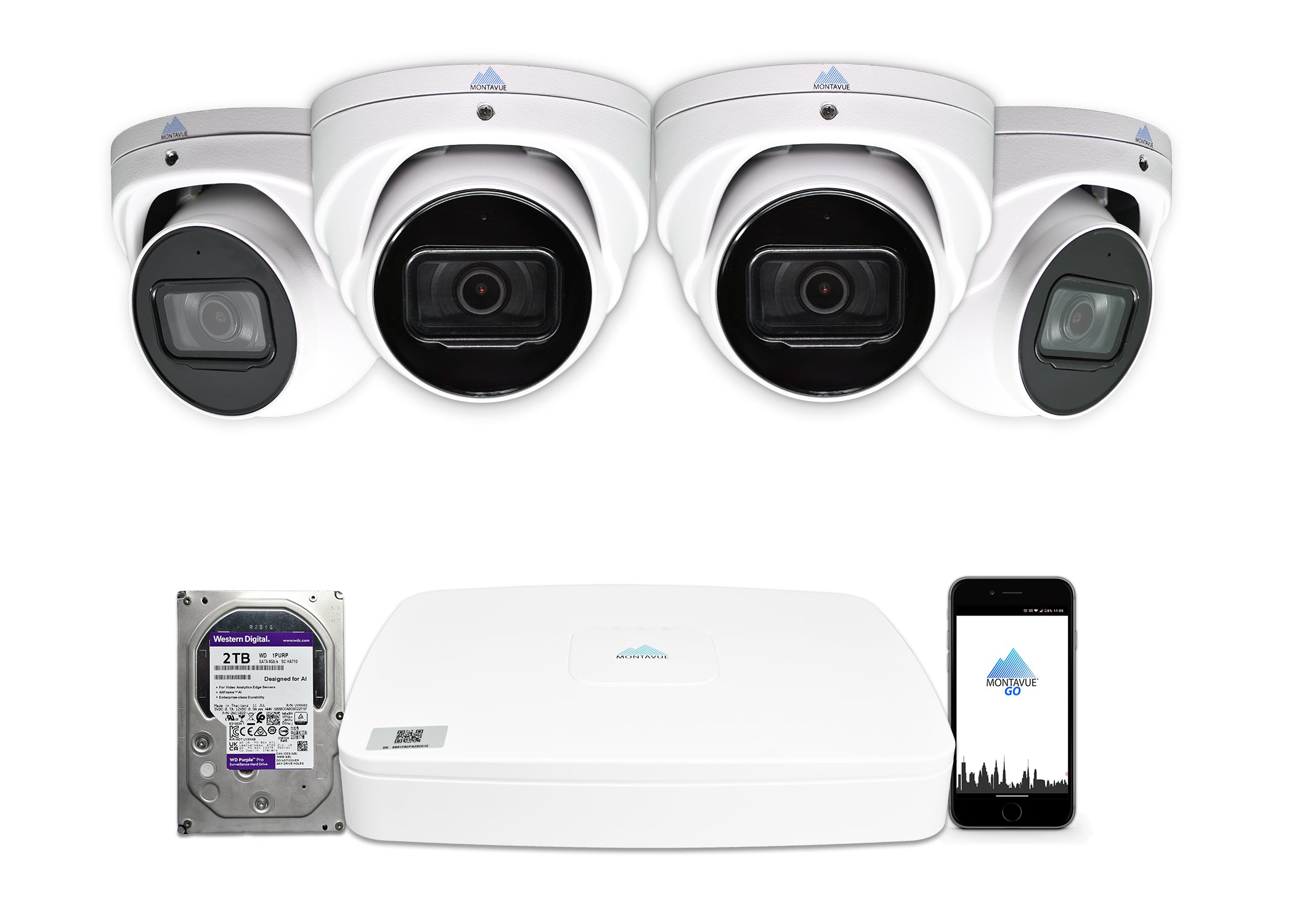 MTT8106-SMD Package | 8MP 4K Basin AI Smart Motion Turret Cameras and 8 Channel NVR with 2TB HDD - Montavue