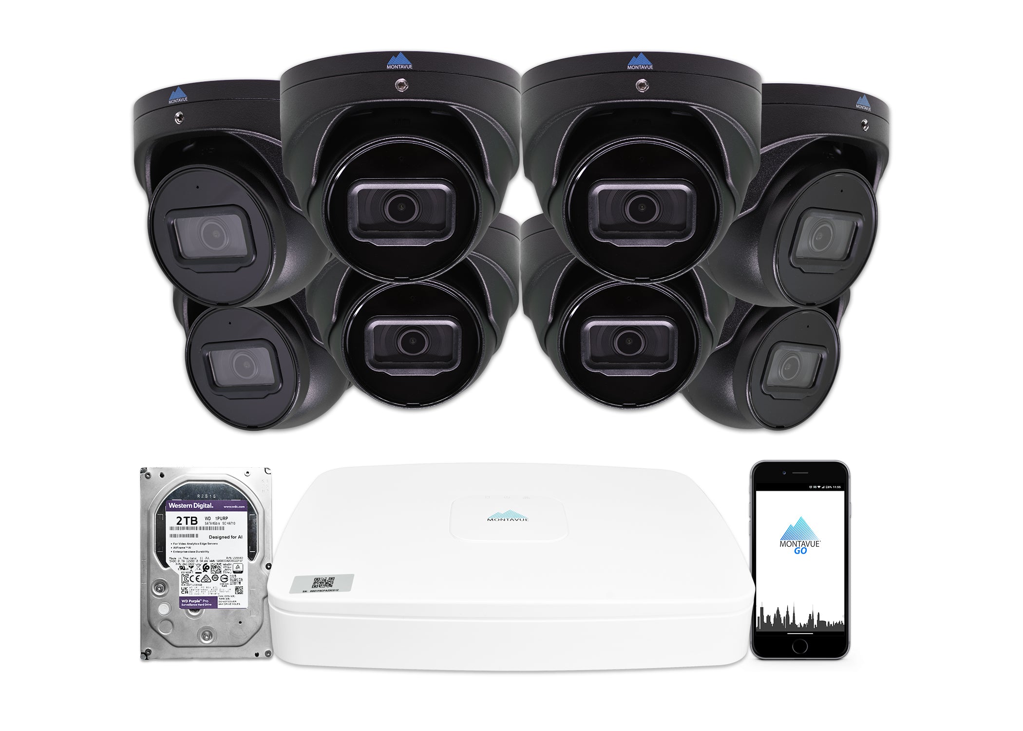 MTT8106-SMD Package | 8MP 4K Basin AI Smart Motion Turret Cameras and 8 Channel NVR with 2TB HDD - Montavue