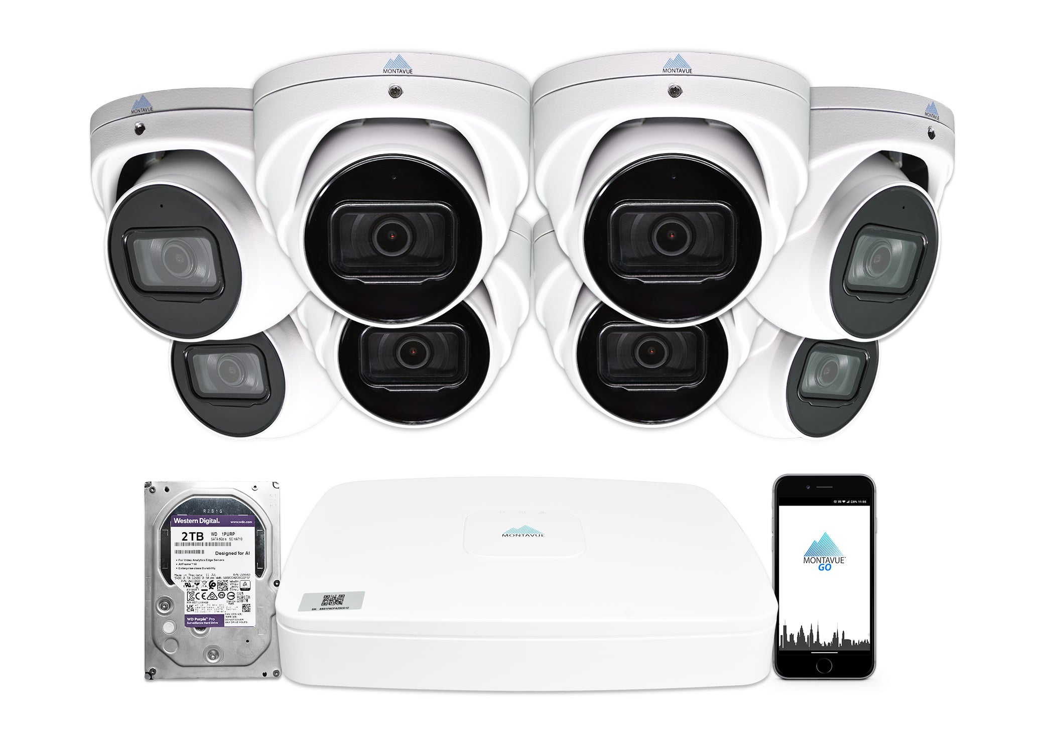 MTT8106-SMD Package | 8MP 4K Basin AI Smart Motion Turret Cameras and 8 Channel NVR with 2TB HDD - Montavue