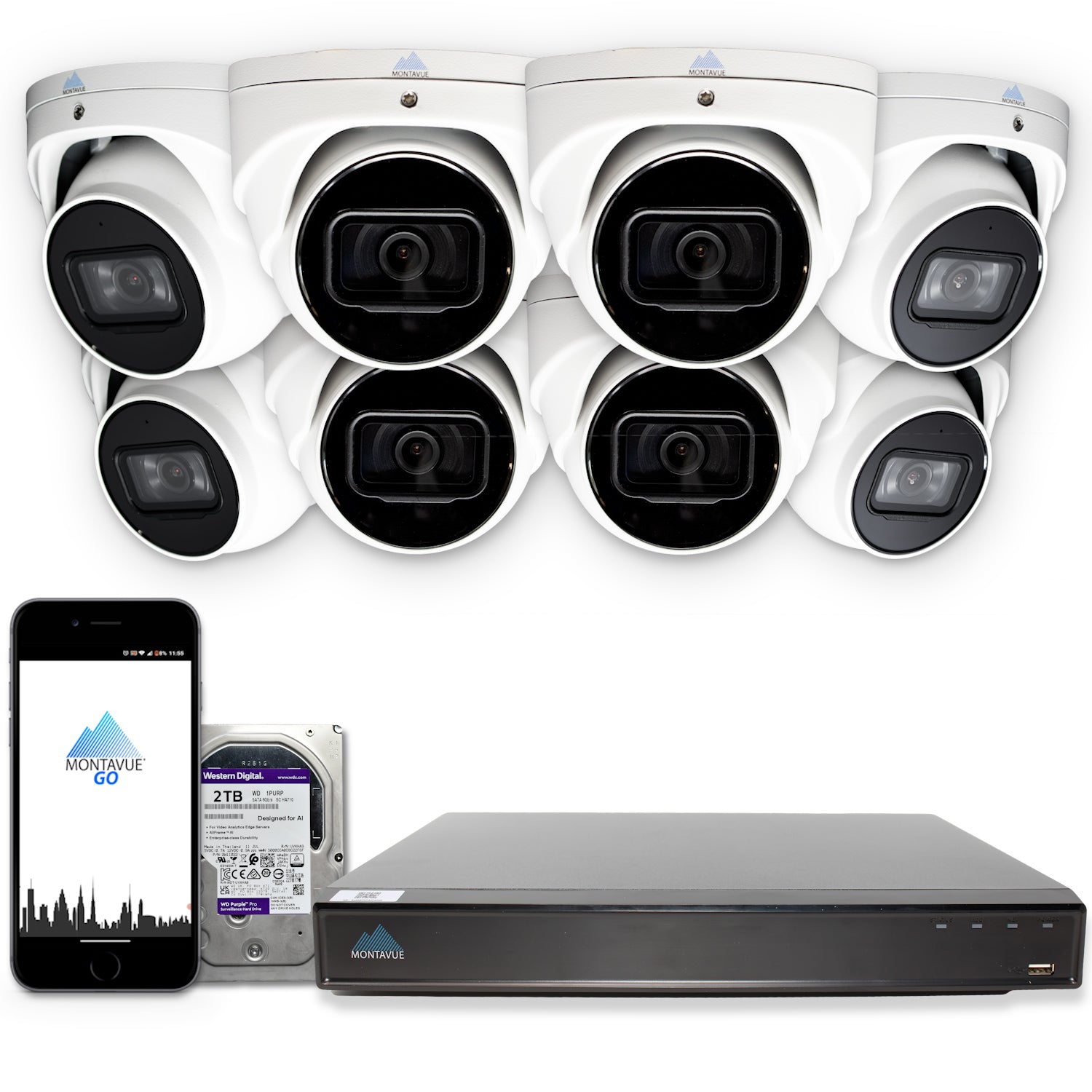 MTT8108-X Package | 8MP 4K SMD 4.0 Turret Cameras and 8 Channel NVR with 2TB HDD - Montavue