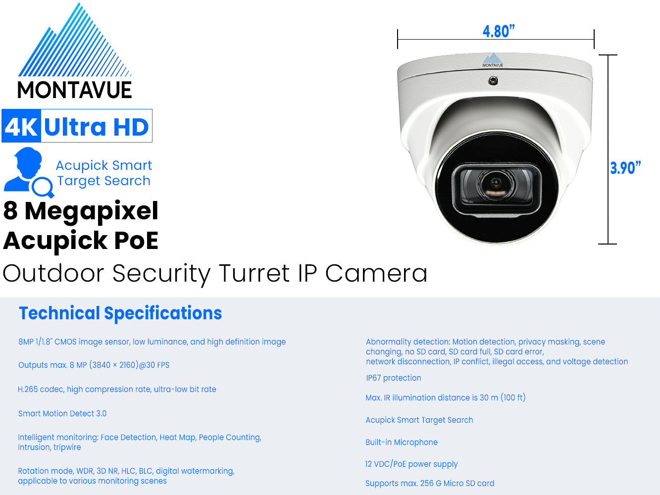 MTT8110 Package | 4K Acupick Turret Cameras and 32 Channel 5 Series AI NVR with 6TB HDD - Montavue