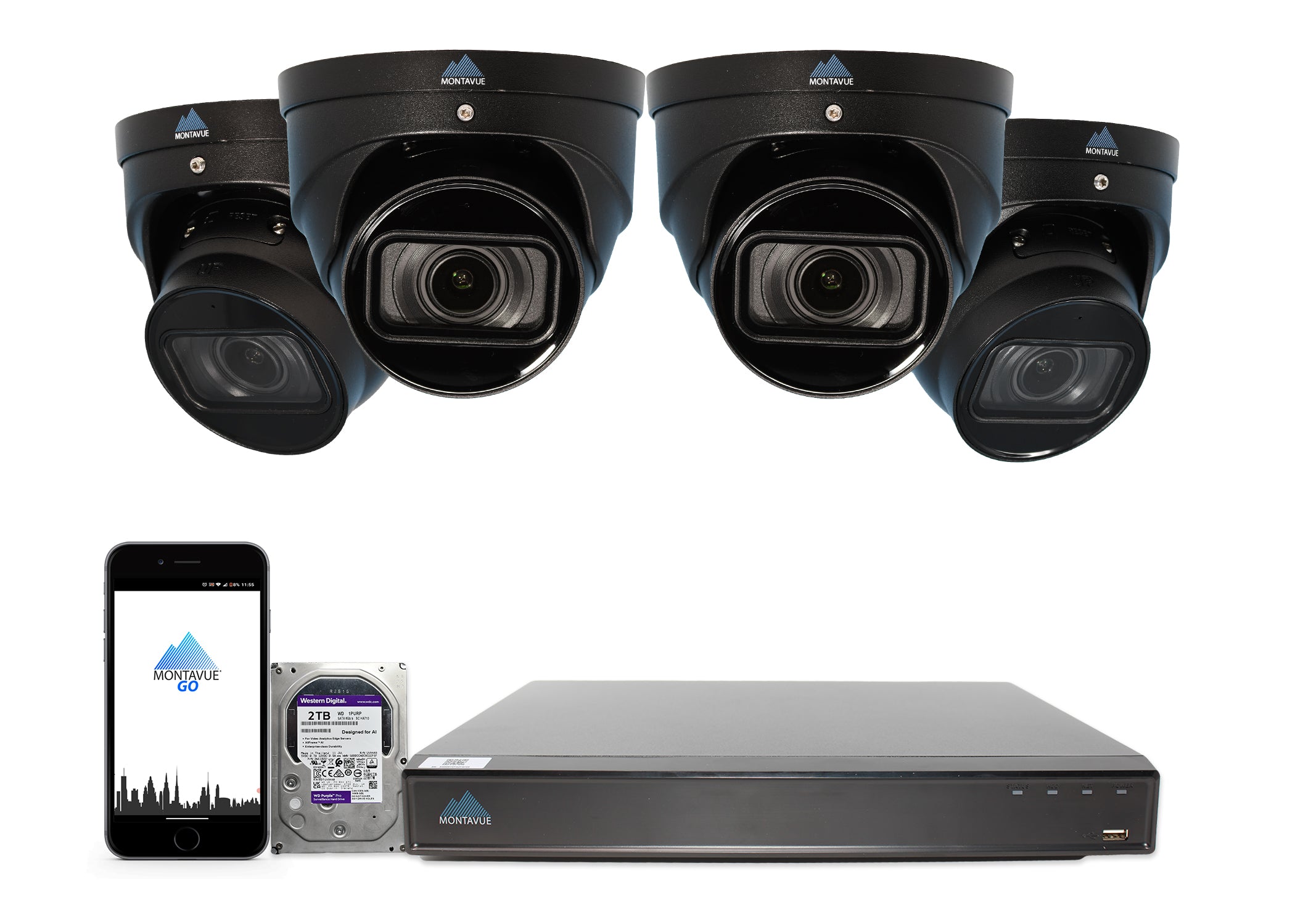 MTT8113-V-AISMD Package | 8MP 4K Smart Varifocal Turret Cameras and 8 Channel 4 Series AI NVR and 2TB HDD - Montavue