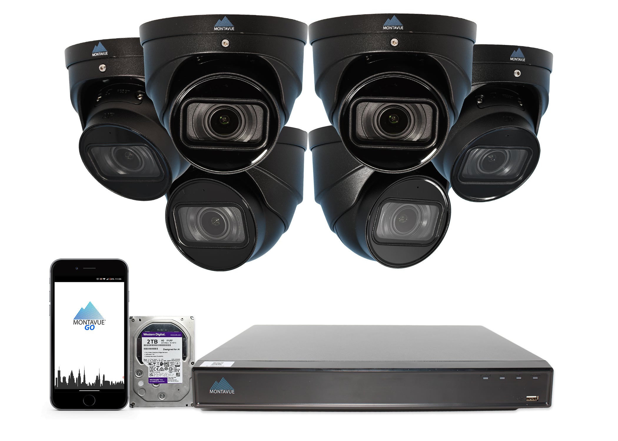 MTT8113-V-AISMD Package | 8MP 4K Smart Varifocal Turret Cameras and 8 Channel 4 Series AI NVR and 2TB HDD - Montavue