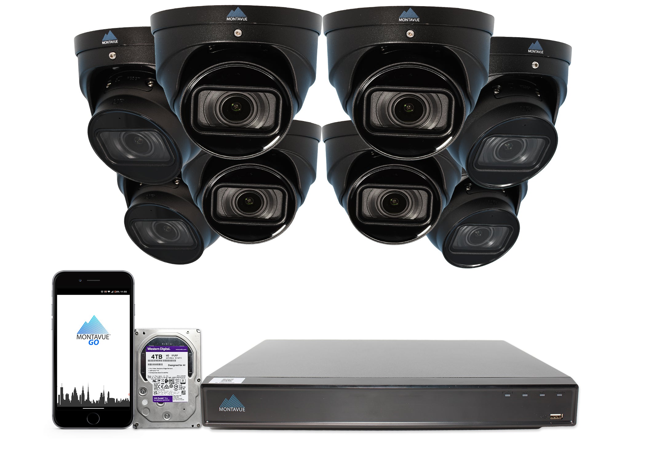 MTT8113-V-AISMD Package | 8MP 4K Smart Varifocal Turret Cameras and 16 Channel 4 Series AI NVR and 4TB HDD - Montavue