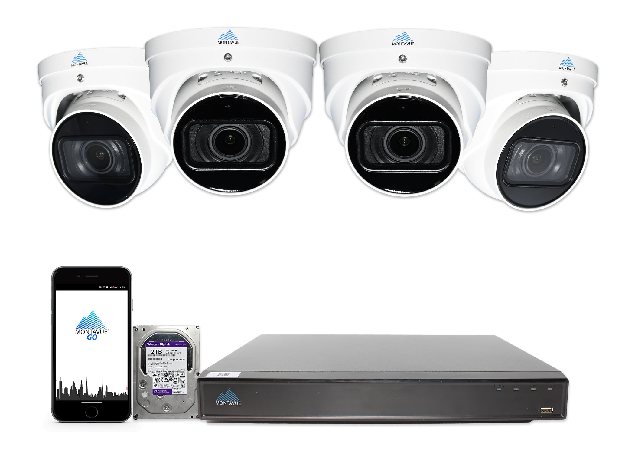 MTT8113-V-AISMD Package | 8MP 4K Smart Varifocal Turret Cameras and 8 Channel 4 Series AI NVR and 2TB HDD - Montavue