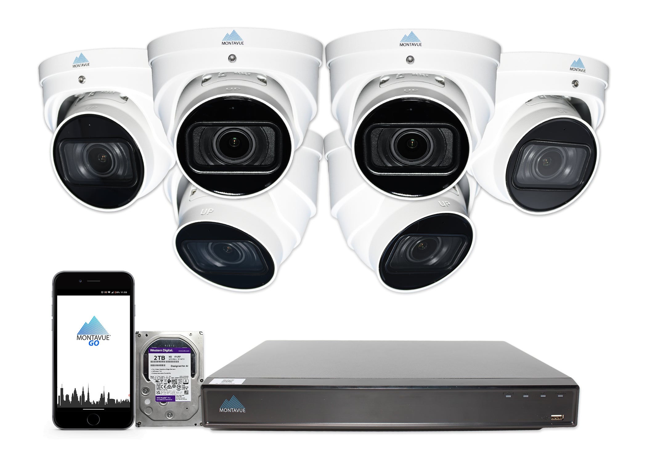 MTT8113-V-AISMD Package | 8MP 4K Smart Varifocal Turret Cameras and 8 Channel 4 Series AI NVR and 2TB HDD - Montavue