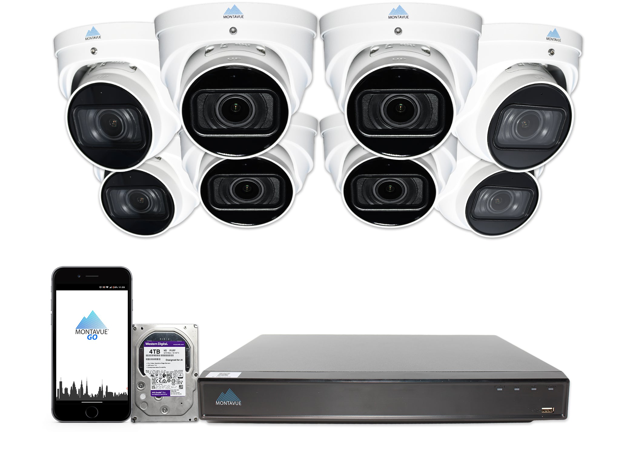 MTT8113-V-AISMD Package | 8MP 4K Smart Varifocal Turret Cameras and 16 Channel 4 Series AI NVR and 4TB HDD - Montavue