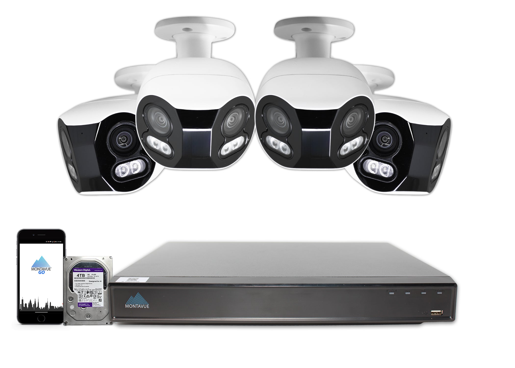 MTB180C Package | 8MP 4K Panoramic Bullet Cameras and 16 Channel 4 Series AI NVR and 4TB HDD - Montavue