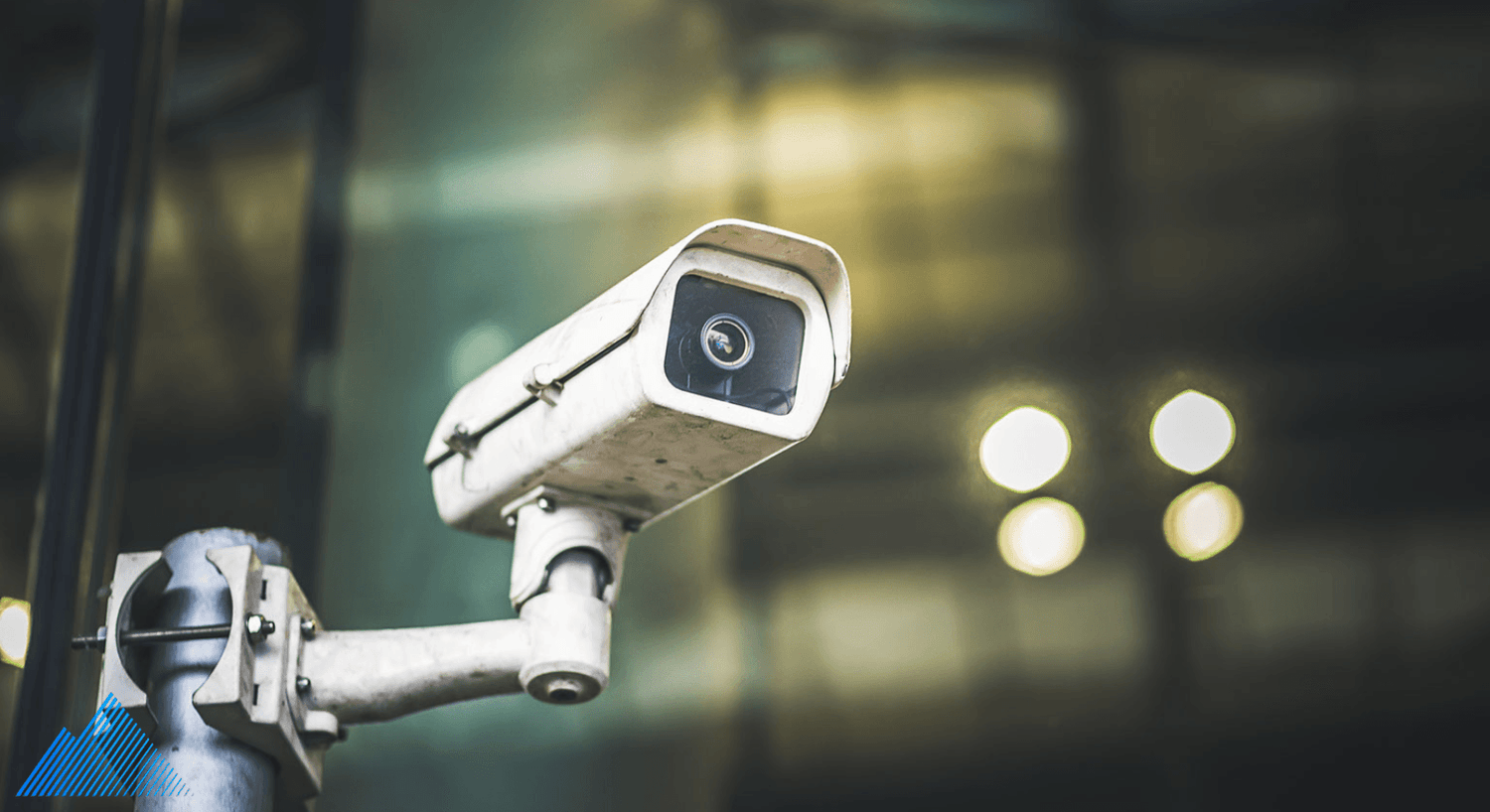 Security camera mounted on a pole