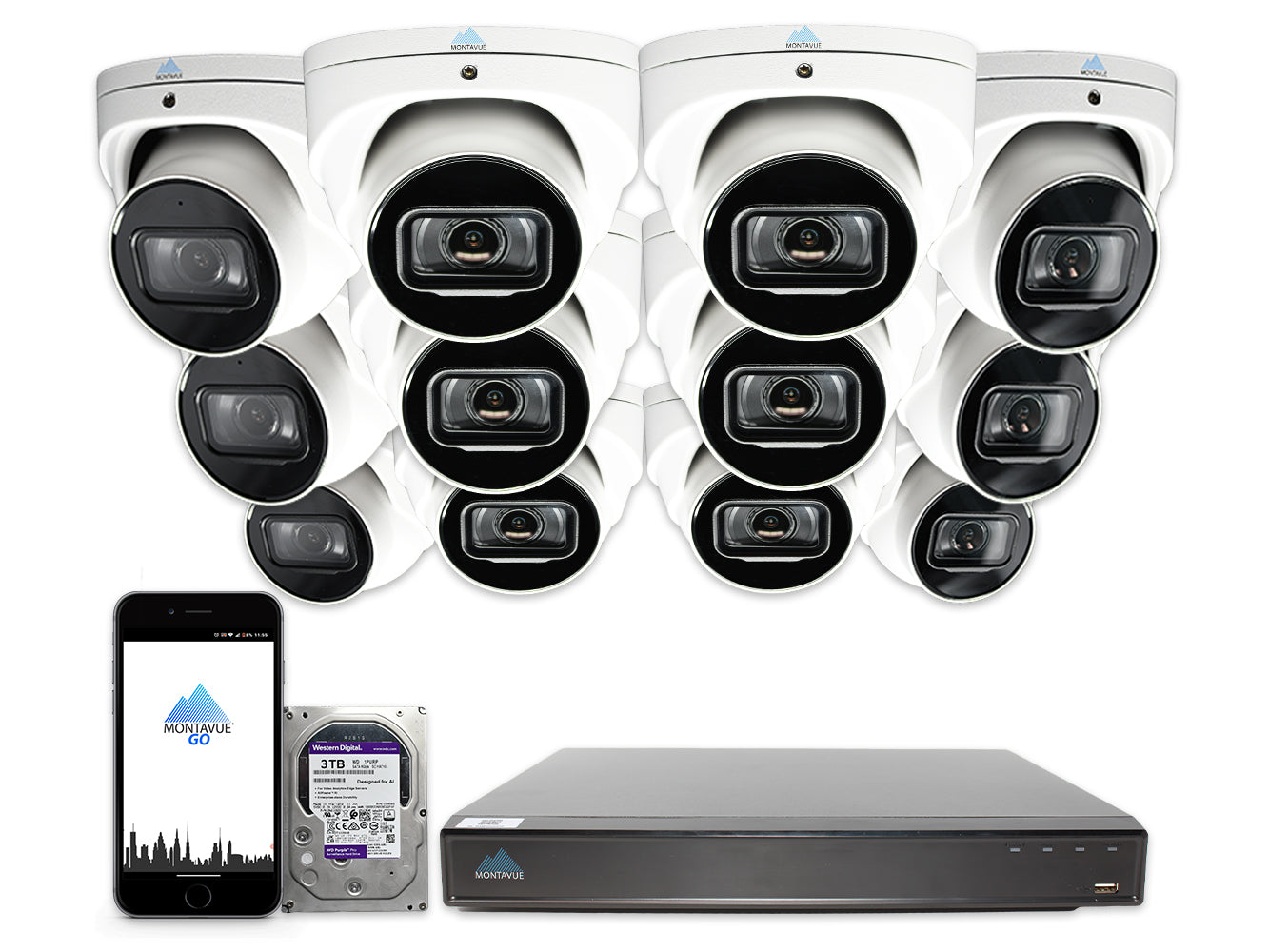 MTT8110 Package | 4K Acupick Cameras and 16 Channel 5 Series AI NVR with 3TB HDD - Montavue