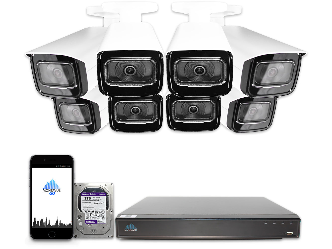 MTB8110 Package | 4K Acupick Bullet Cameras and 16 Channel 5 Series AI NVR with 3TB HDD - Montavue