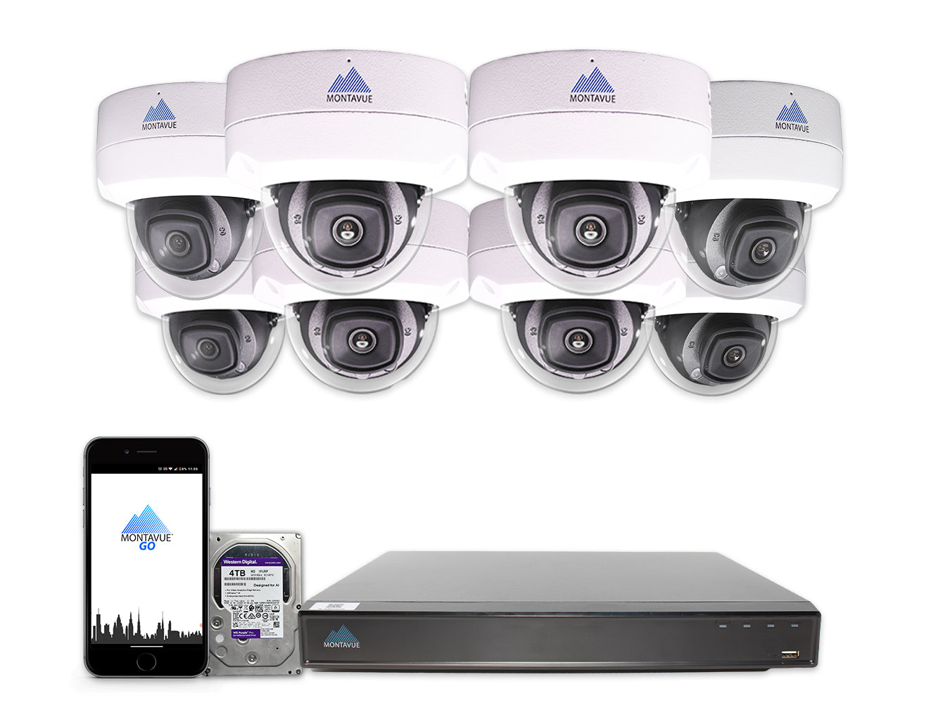 MTD8110 Package | 4K Acupick Vandal-Proof Dome Cameras and 16 Channel 5 Series AI NVR with 4TB HDD - Montavue