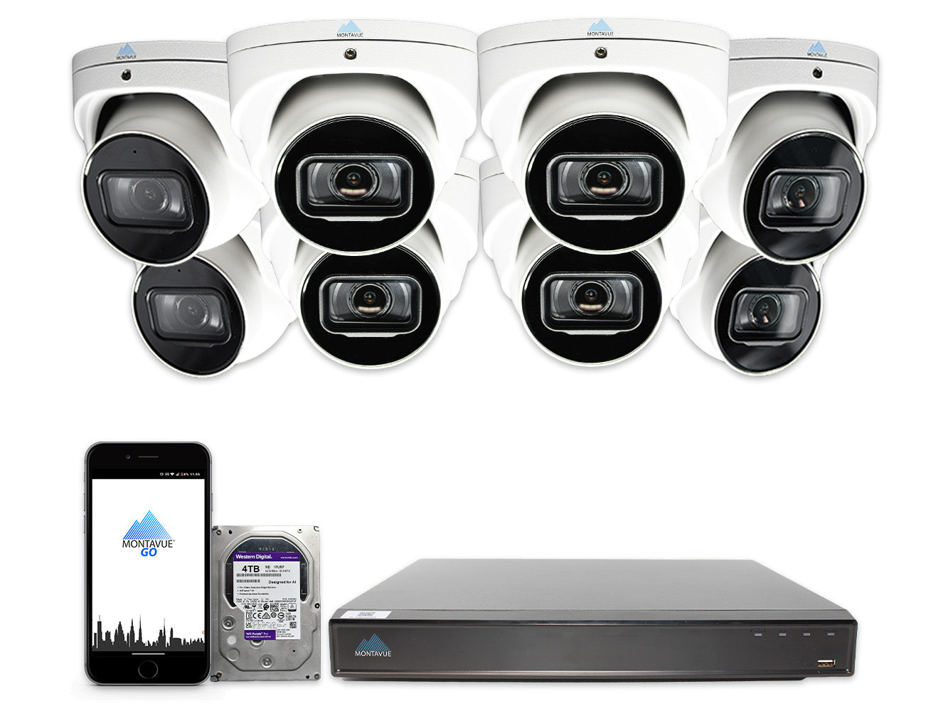 MTT8110 Package | 4K Acupick Cameras and 16 Channel 5 Series AI NVR with 4TB HDD - Montavue