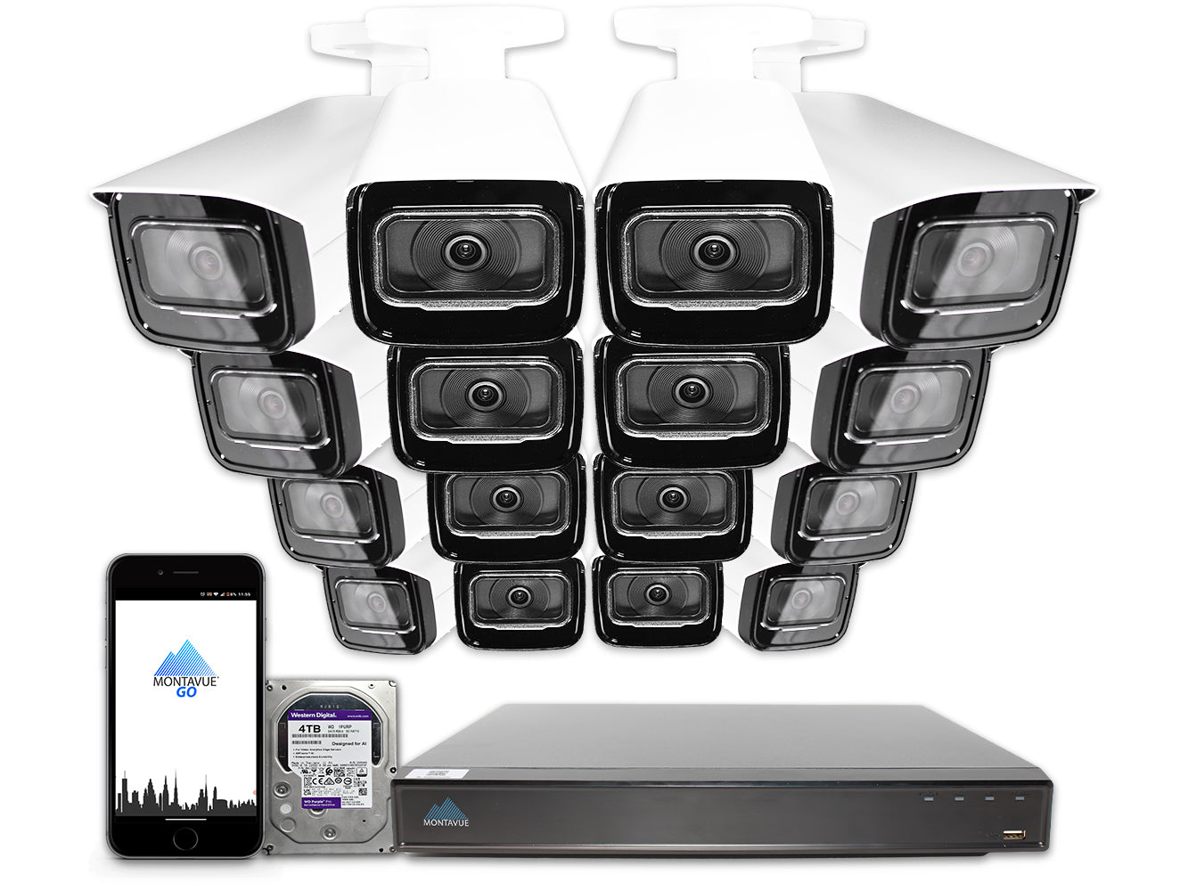 MTB8110 Package | 4K Acupick Bullet Cameras and 16 Channel 5 Series AI NVR with 3TB HDD - Montavue