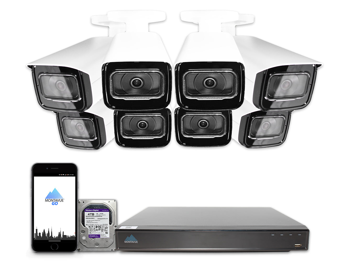 MTB8110 Package | 4K Acupick Bullet Cameras and 16 Channel 5 Series AI NVR with 3TB HDD - Montavue