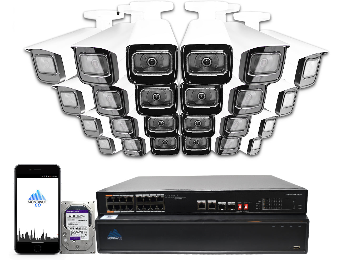 MTB8110 Package | 4K Acupick Bullet Cameras and 32 Channel 5 Series AI NVR with 6TB HDD - Montavue