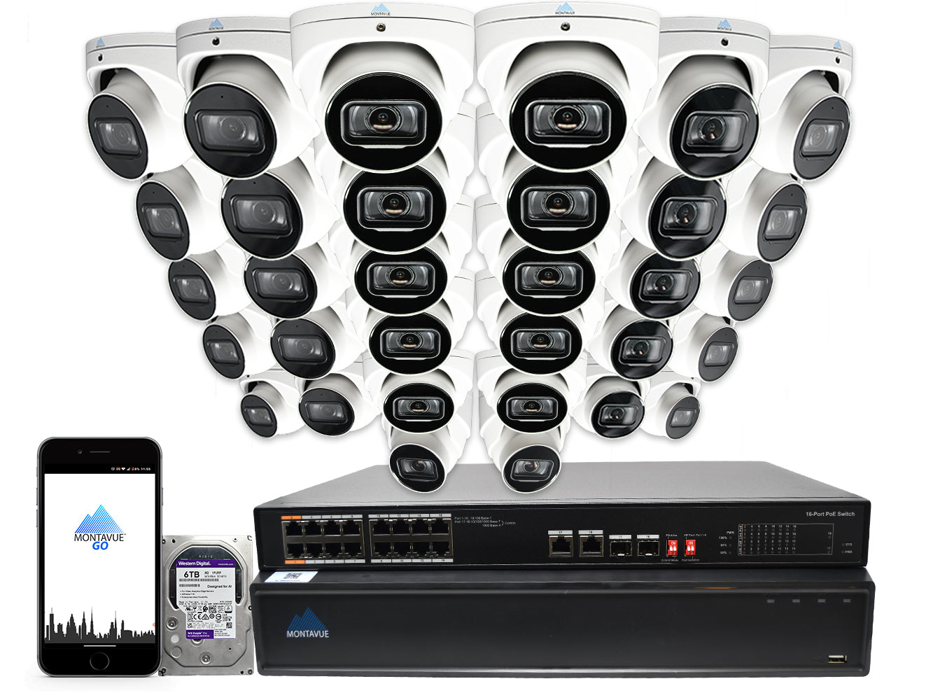 MTT8110 Package | 4K Acupick Turret Cameras and 32 Channel 5 Series AI NVR with 6TB HDD - Montavue