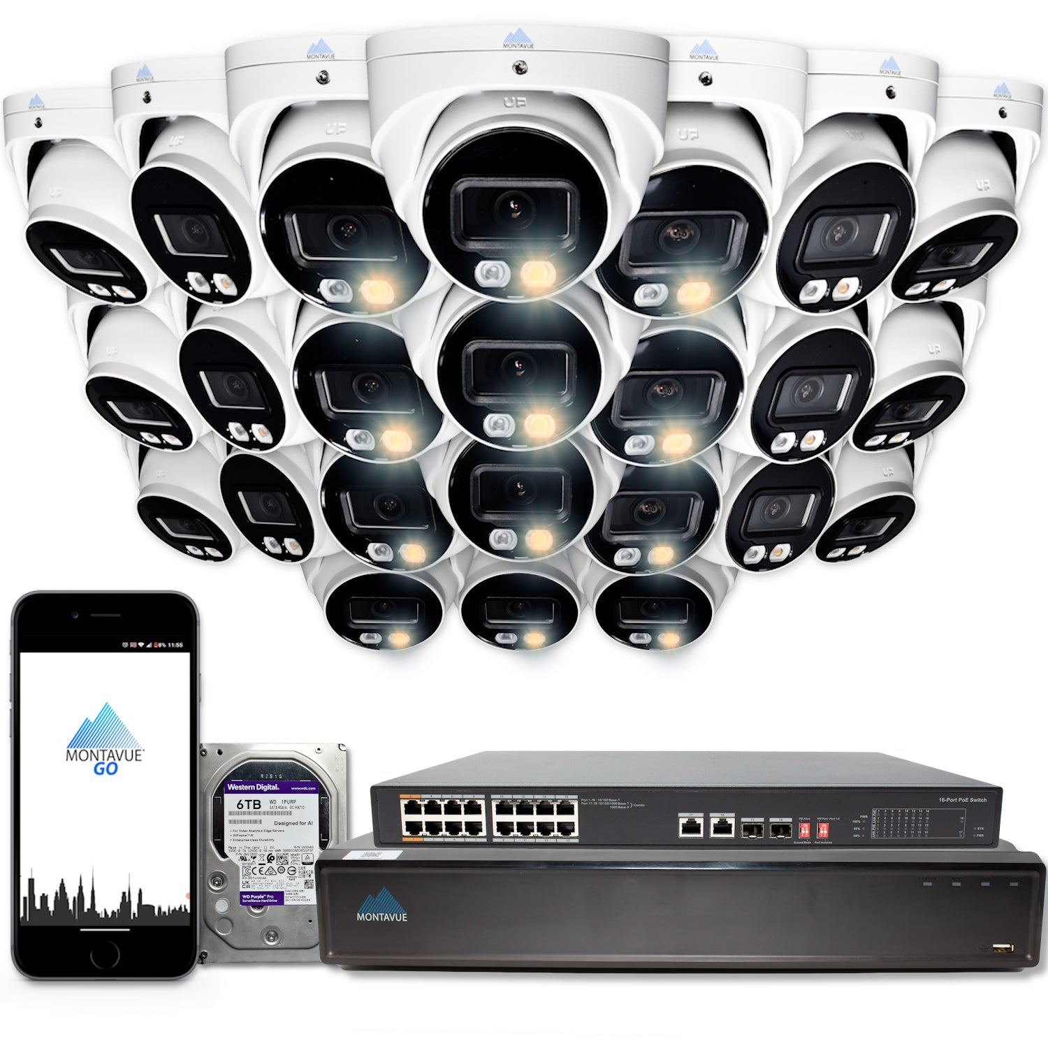 8MP 4K Turret Business Security System w/ 32 Channel NVR and 6TB Hard Drive - MTT8095 - Montavue