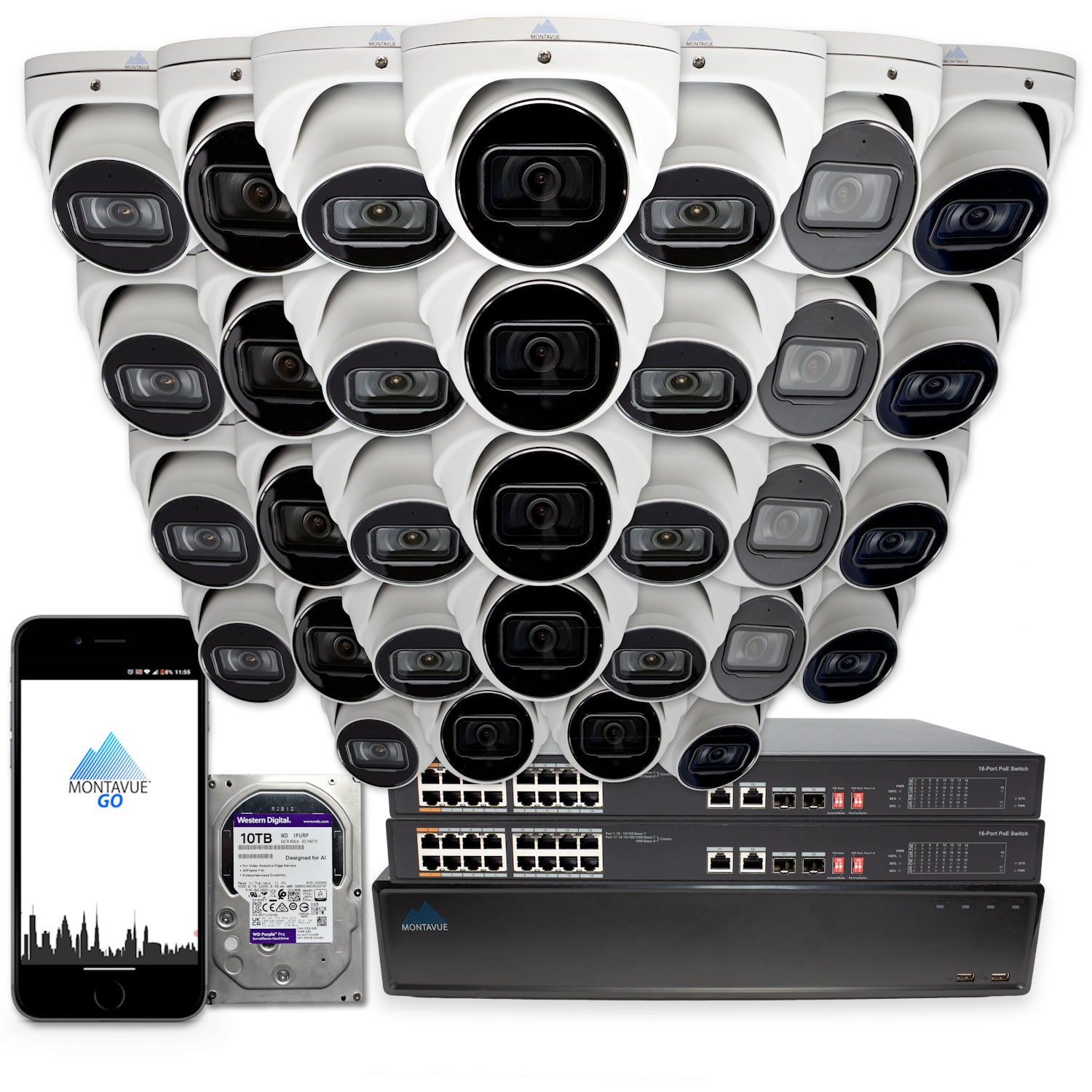 8MP 4K Turret Business Security System w/ 64 Channel NVR and 10TB Hard Drive – MTT8105 - Montavue