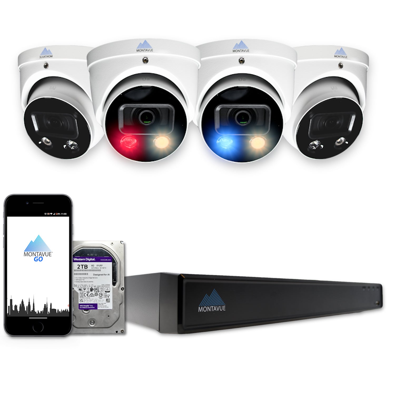 8MP Active Deterrence Turret Camera Security System w/ 8 Channel NVR and 2TB Hard Drive, MTT8106-AISMDAD - Montavue