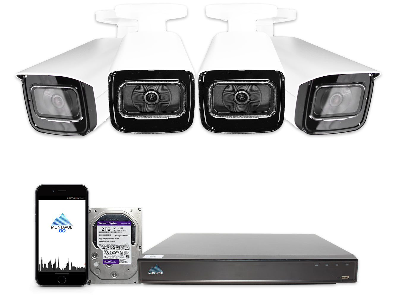 MTB8110 Package | 4K Acupick Bullet Cameras and 5 Series 8 Channel AI NVR with 2TB HDD - Montavue