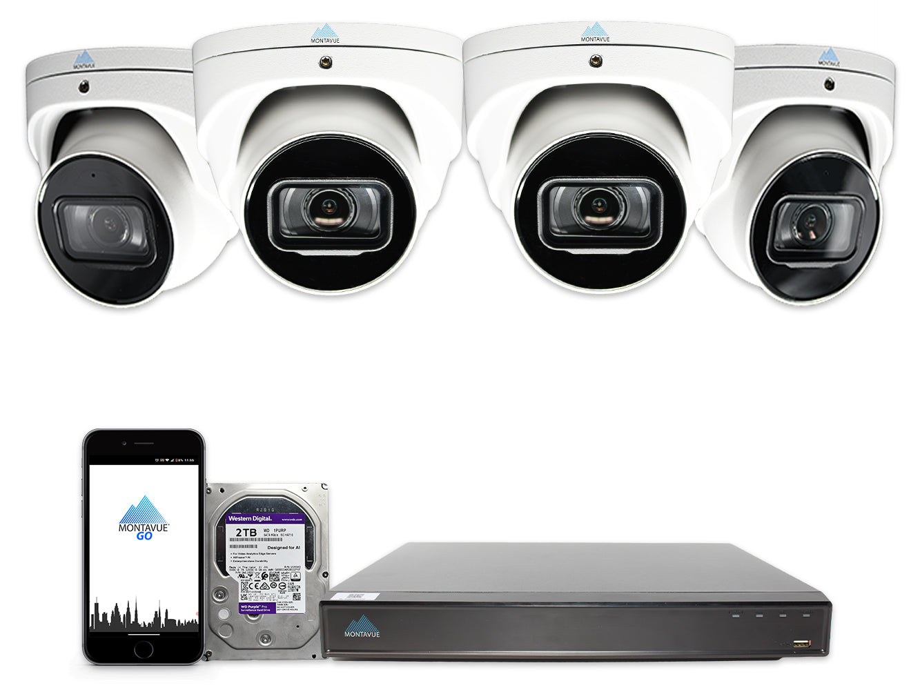 MTT8110 Package | 4K Acupick Turret Cameras and 8 Channel 5 Series AI NVR with 2TB HDD - Montavue