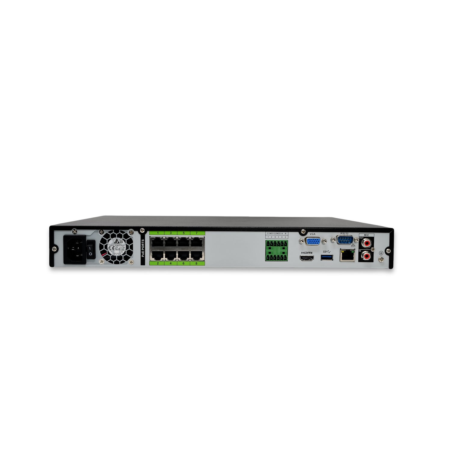 MNR5208-8P-AI | 8 Channel 4K H.265+ Pro-AI NVR with 40TB (2x20TB) HDD Max Capacity - HDDs Not Included - Montavue