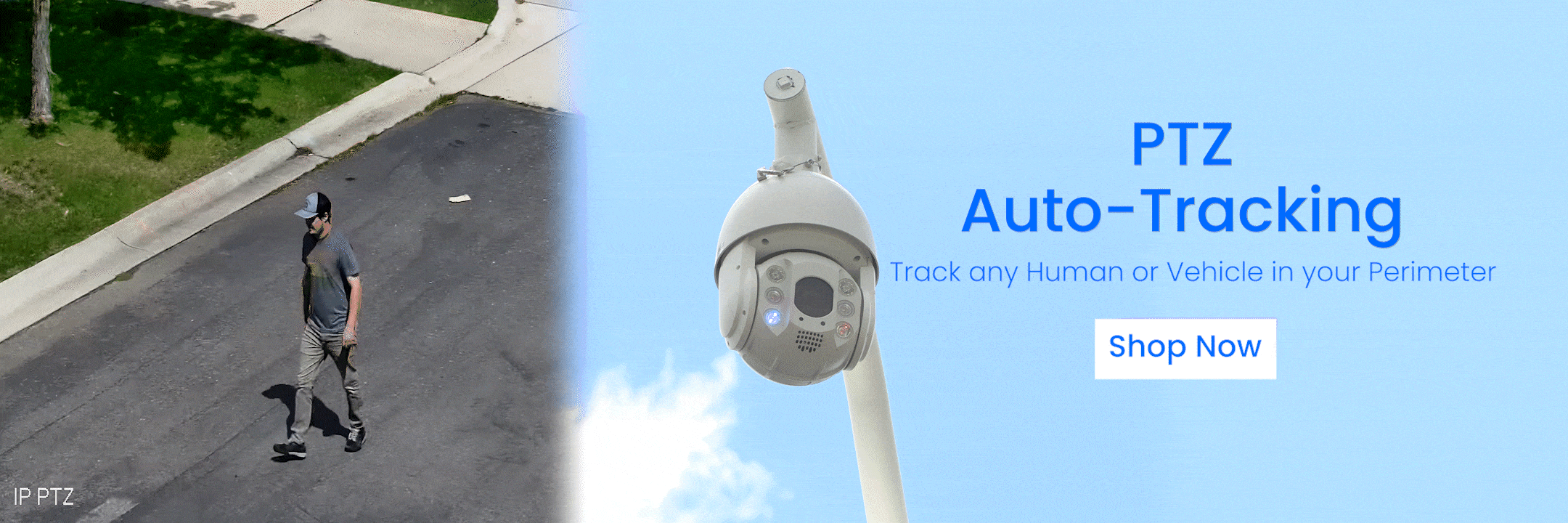 auto-tracking, ptz security camera, pan, tilt, zoom, human and vehicle detection
