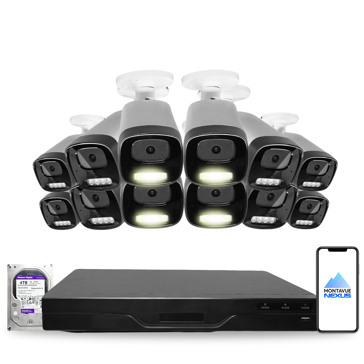 8MP 4K Nexus Smart Bullet IP Security Camera System with Pro 16 Channel PoE NVR & 4TB HDD - Montavue