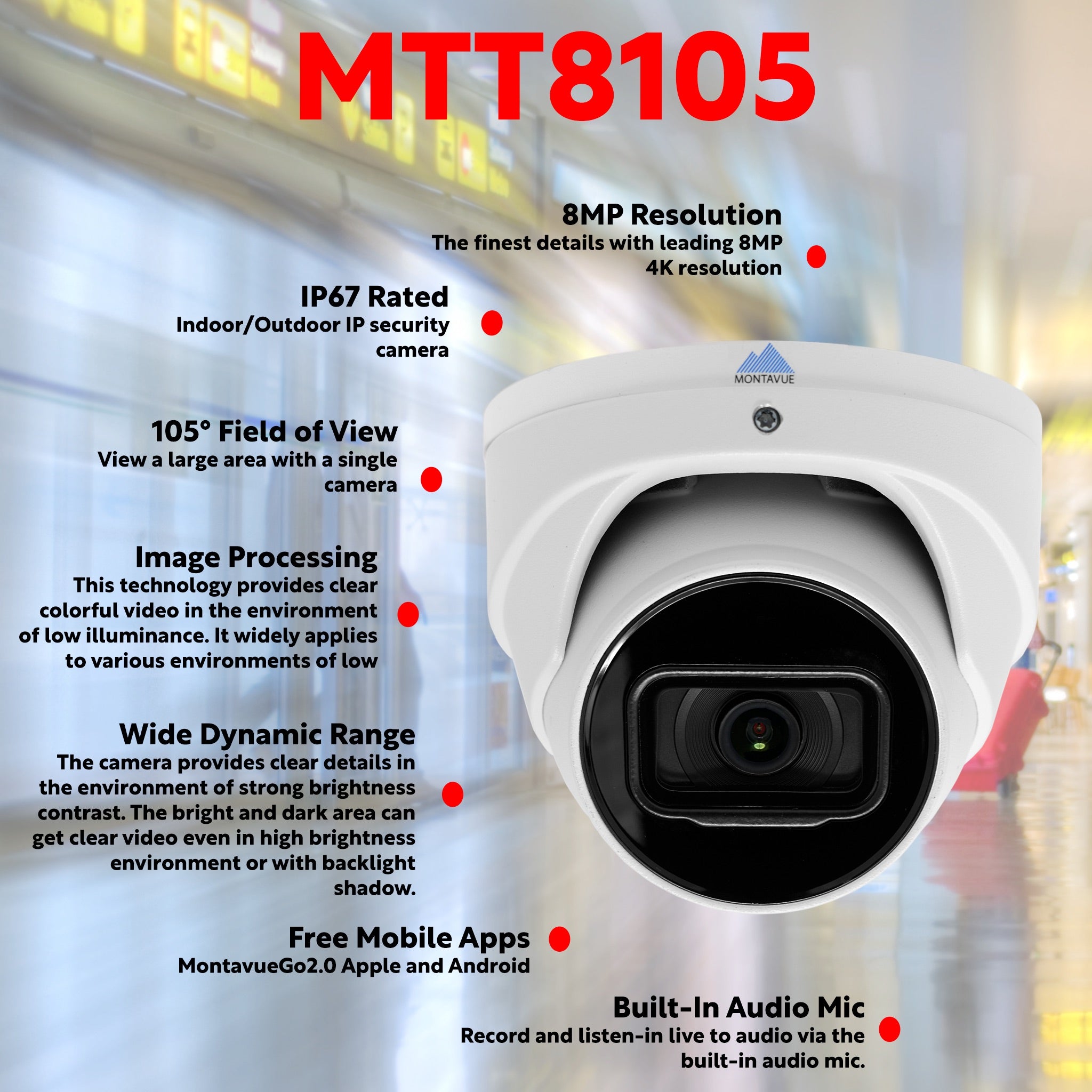 MTT8105-C | 8MP 4K Turret Security Camera with Motion Detection - Montavue