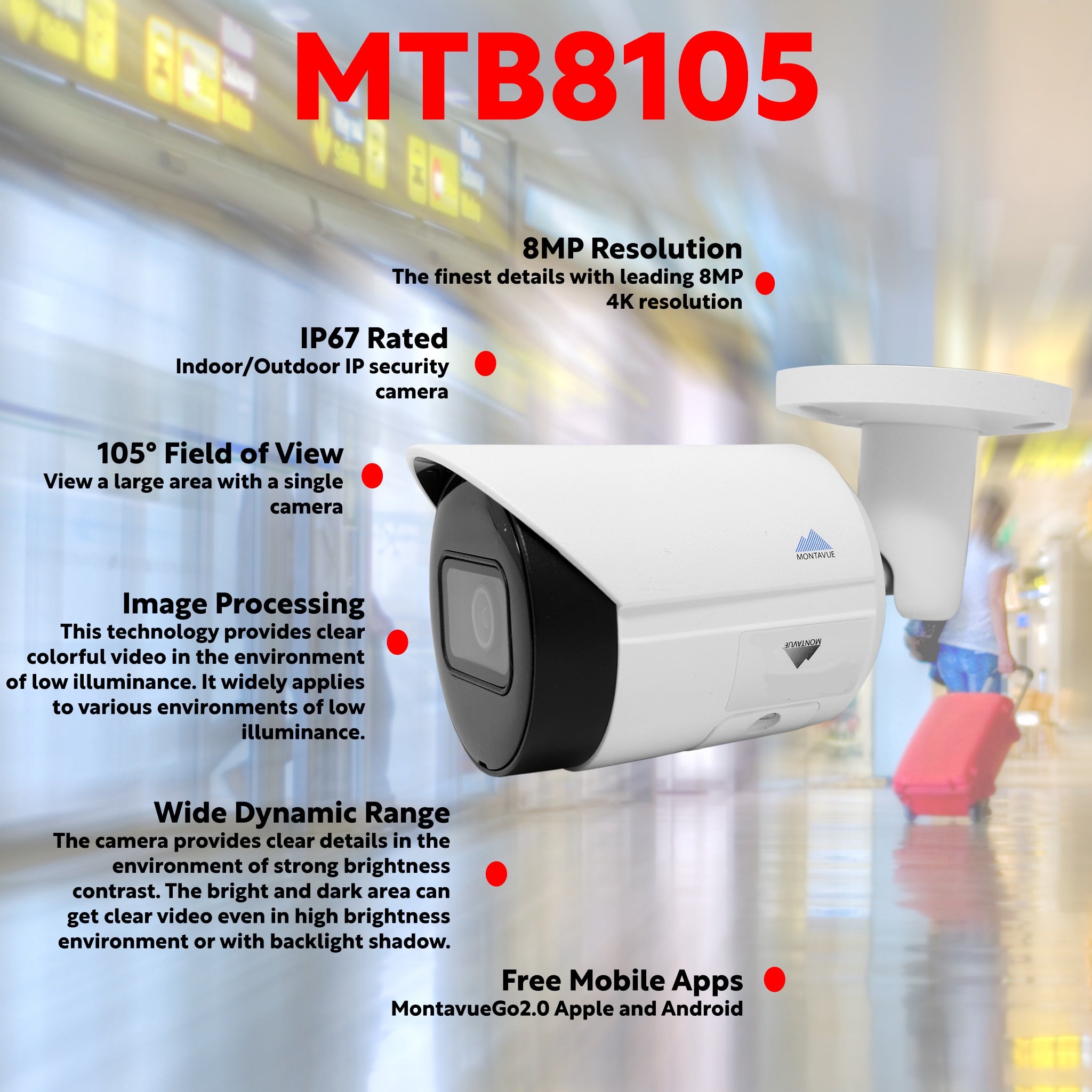 8MP 4K Bullet Business Security System w/ 8 Channel NVR and 2TB Hard Drive – MTB8105 - Montavue