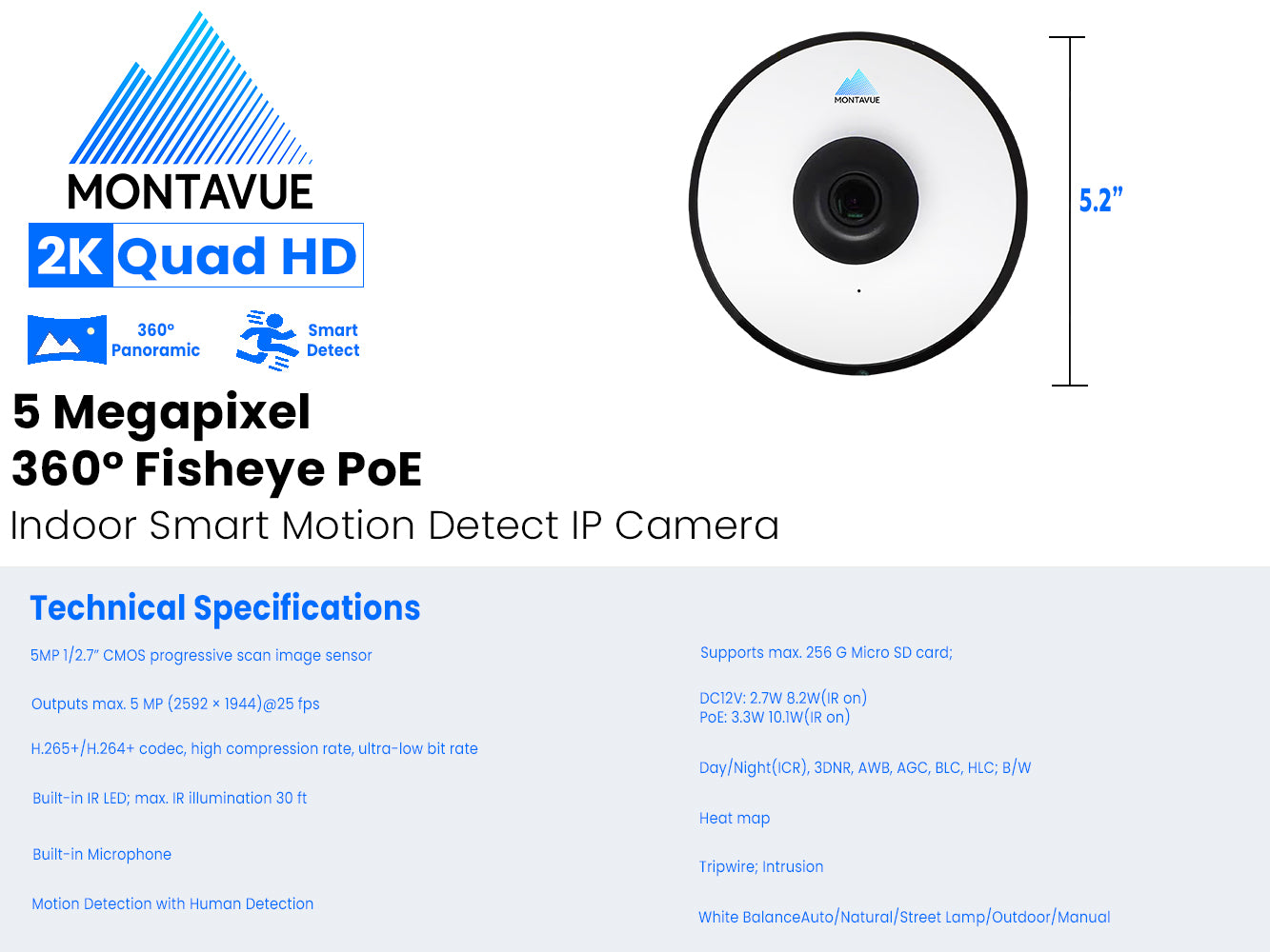 Montavue - 5MP 360° Panoramic Fisheye Security Camera