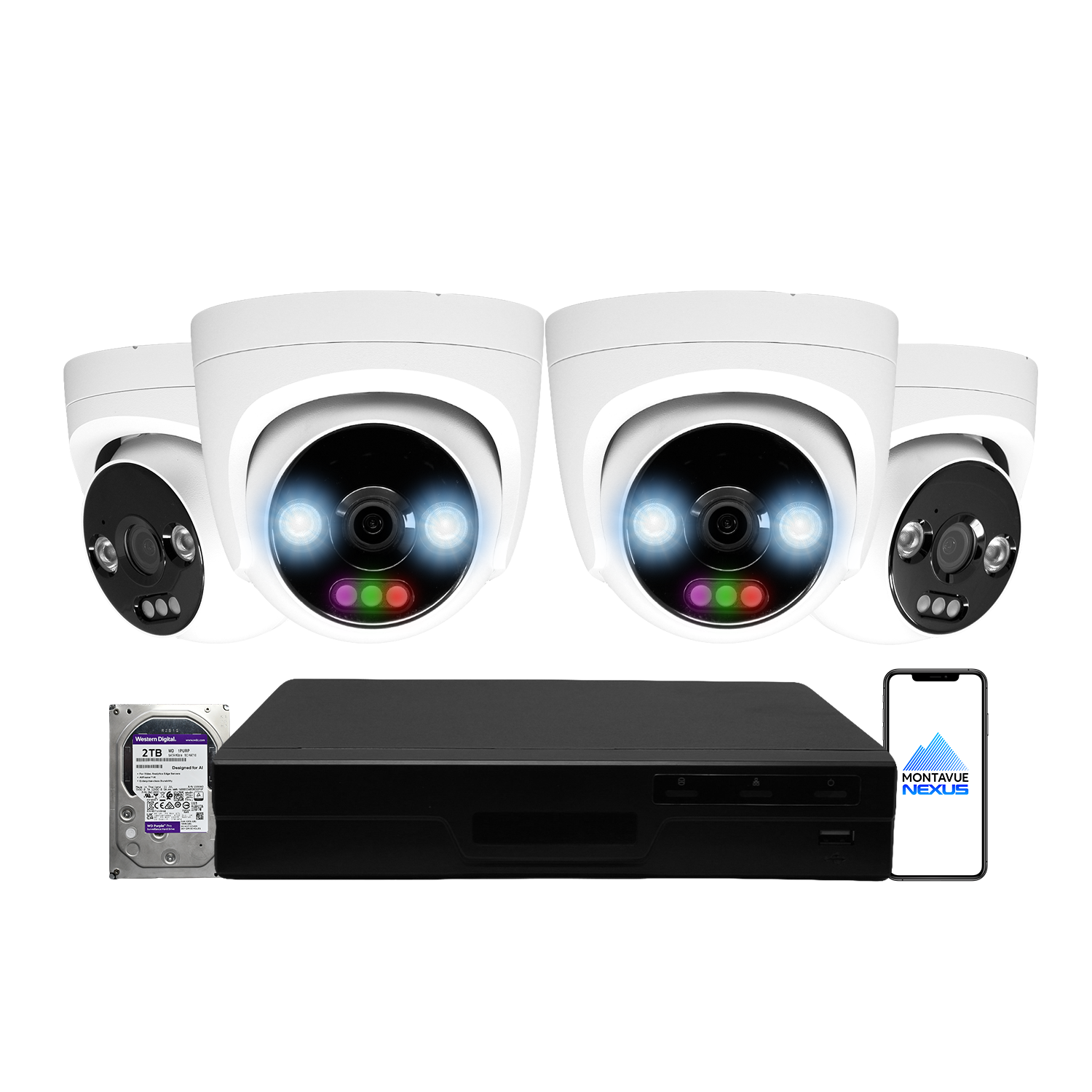 12MP 4K Nexus RGB Turret IP Security Camera System with Pro 8 Channel PoE NVR & 2TB HDD