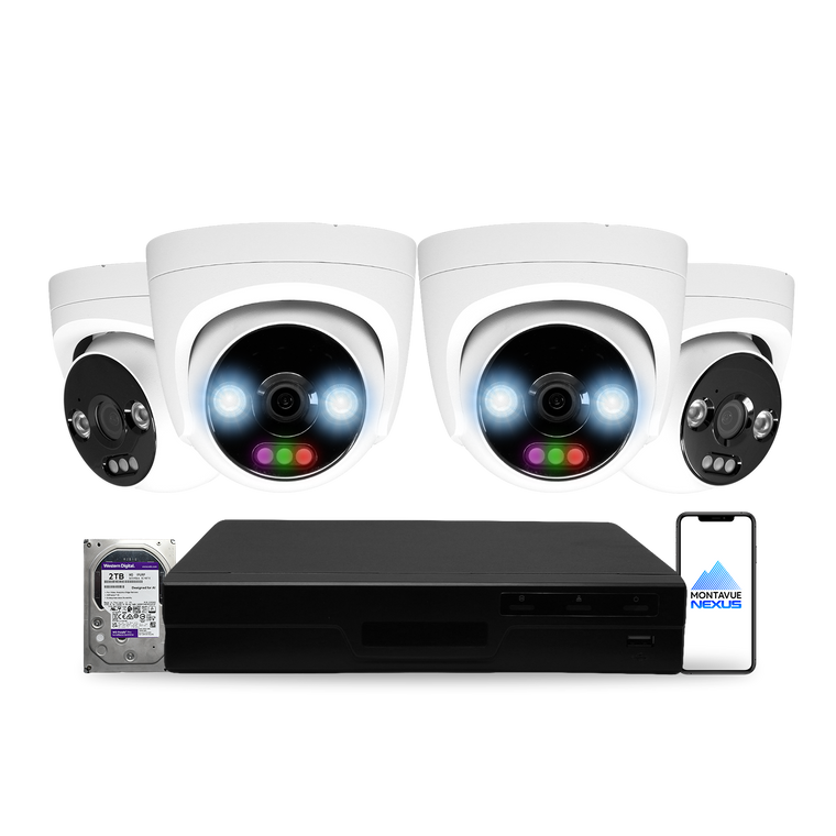 Montavue Nexus 12MP 4K RGB Turret PoE Security Camera System with 8-Channel Pro NVR & 2TB HDD
