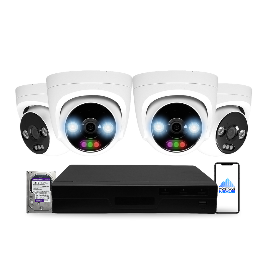 12MP 4K Nexus RGB Turret IP Security Camera System with Pro 8 Channel PoE NVR & 2TB HDD - Montavue