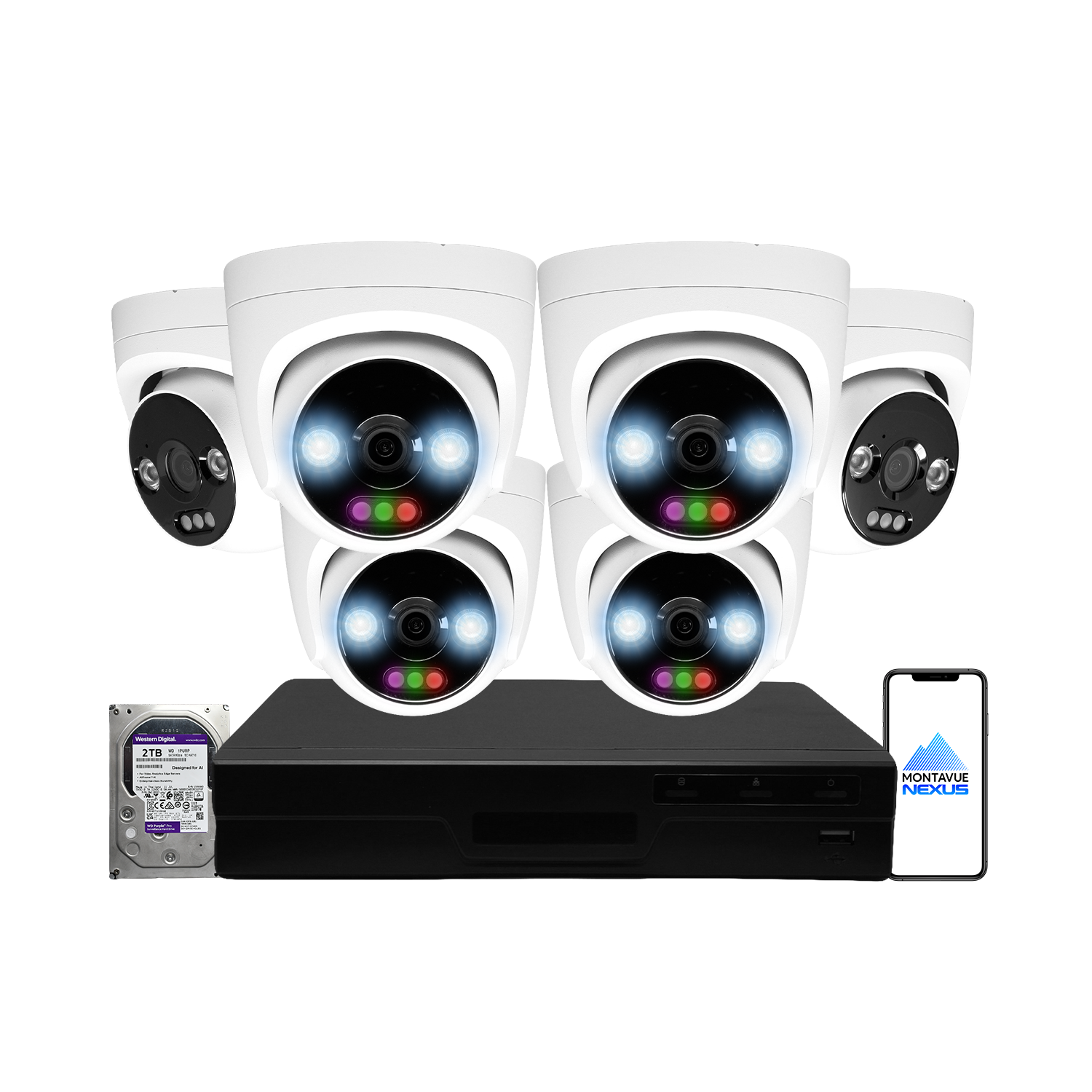 12MP 4K Nexus RGB Turret IP Security Camera System with Pro 8 Channel PoE NVR & 2TB HDD