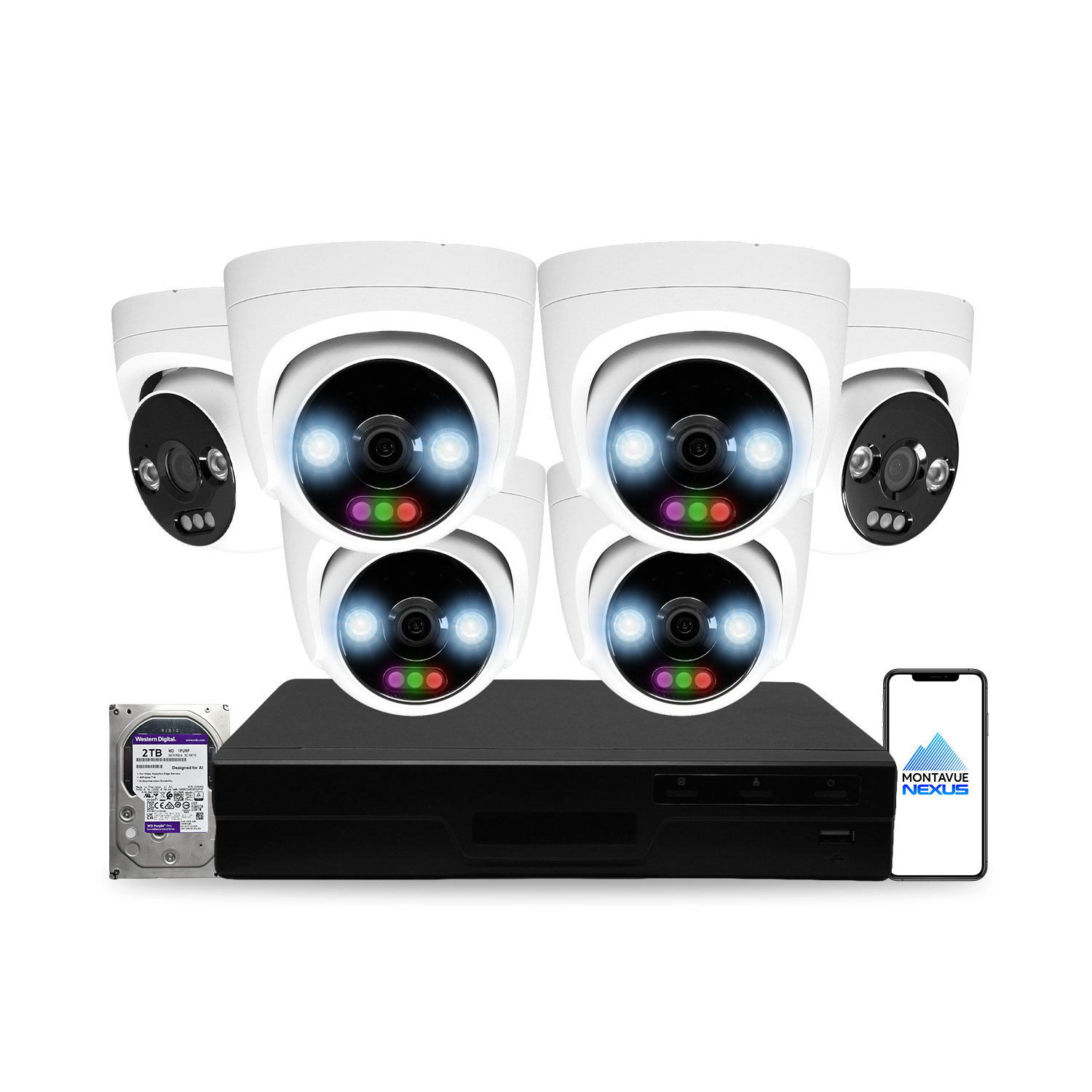 12MP 4K Nexus RGB Turret IP Security Camera System with Pro 8 Channel PoE NVR & 2TB HDD - Montavue