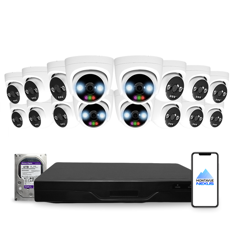 Montavue Nexus 12MP 4K RGB Turret PoE Security Camera System with 32-Channel Pro NVR & 6TB HDD