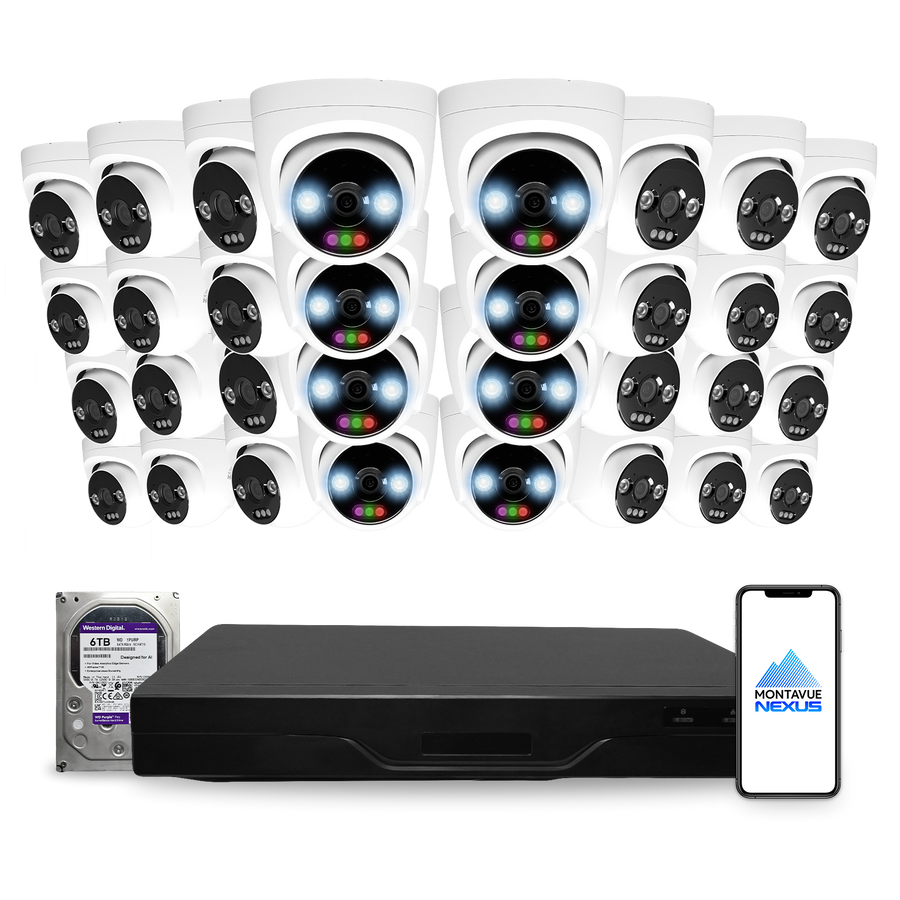12MP 4K Nexus RGB Turret IP Security Camera System with Pro 32 Channel NVR & 6TB HDD