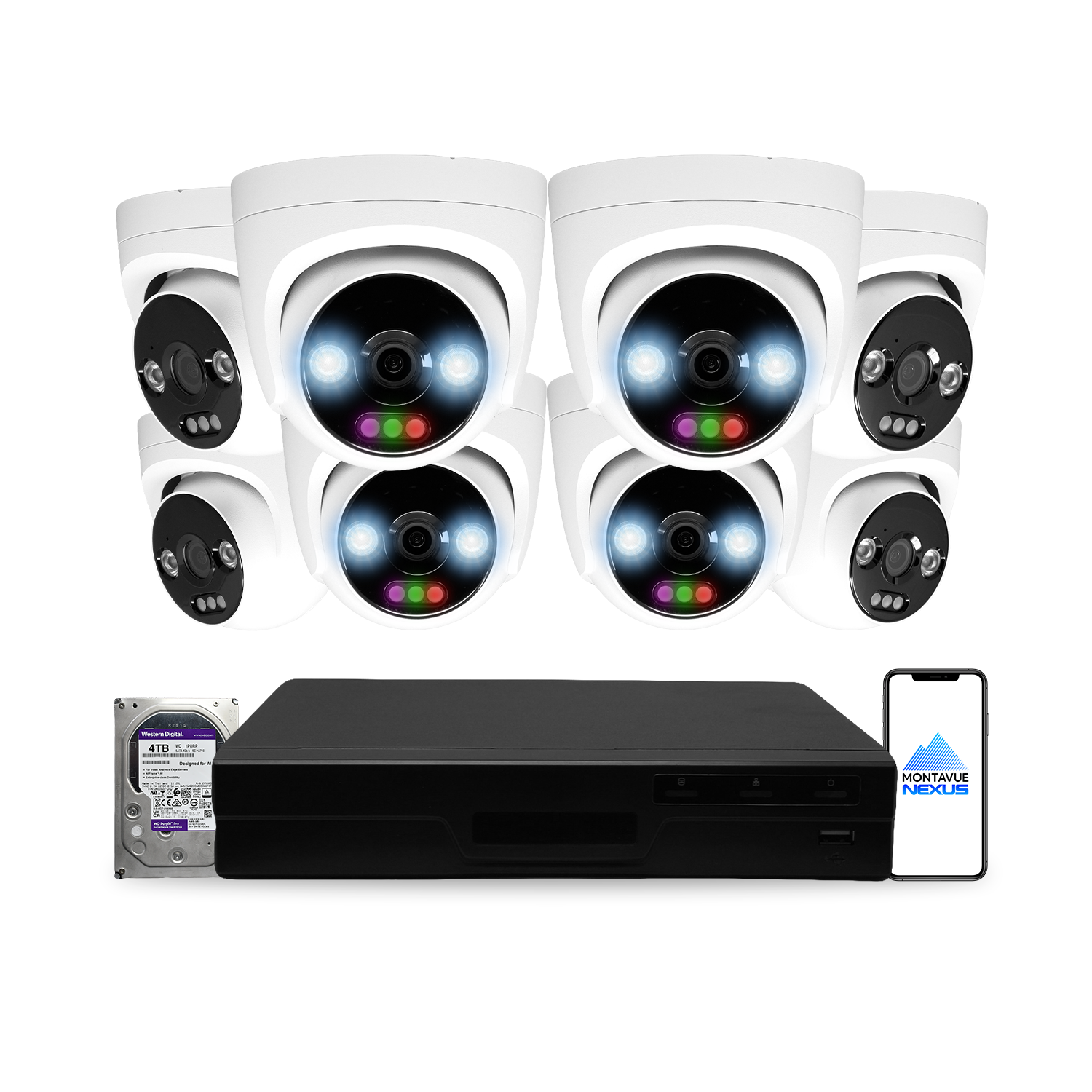 12MP 4K Nexus RGB Turret IP Security Camera System with Pro 16 Channel PoE NVR & 4TB HDD - Montavue