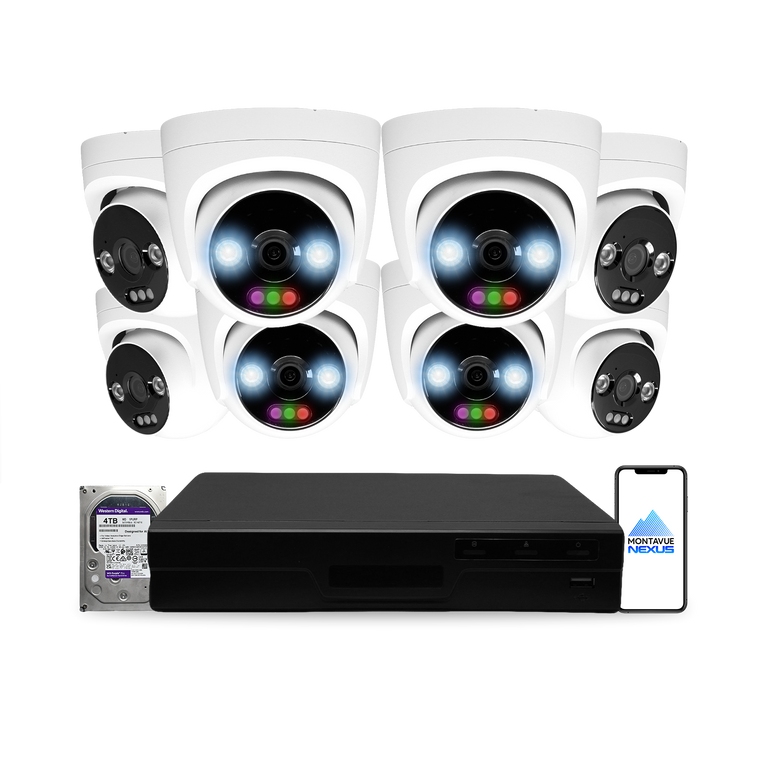 Montavue Nexus 12MP 4K RGB Turret PoE Security Camera System with 16-Channel Pro NVR & 4TB HDD