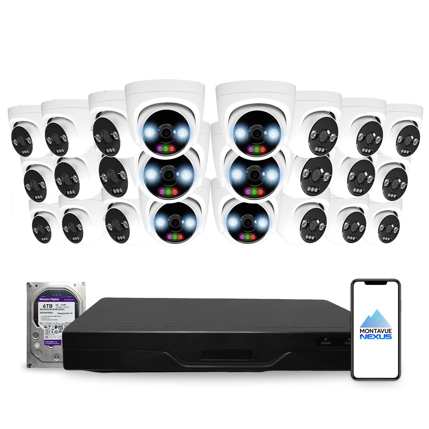 12MP 4K Nexus RGB Turret IP Security Camera System with Pro 32 Channel NVR & 6TB HDD