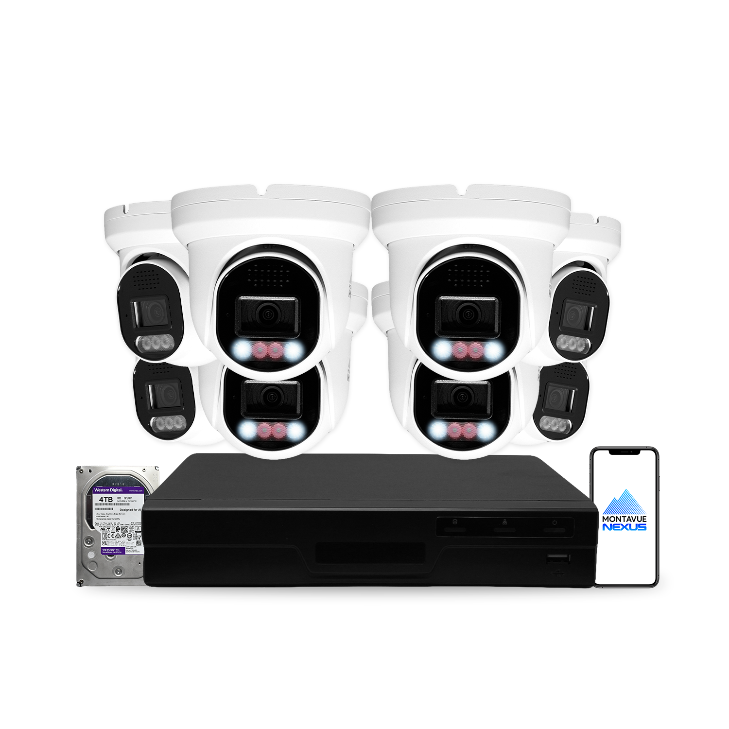 8MP 4K Nexus Smart Light Turret IP Security Camera System with Pro 16 Channel PoE NVR & 4TB HDD