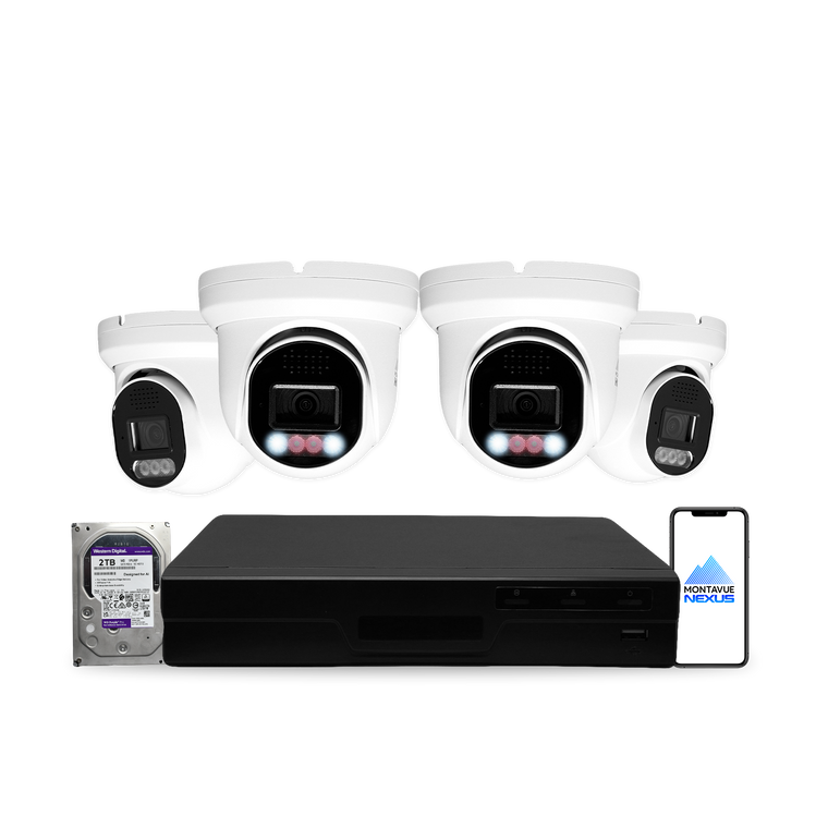 Montavue Nexus 8MP 4K Smart Light Turret PoE Security Camera System with 8-Channel Pro NVR & 2TB HDD