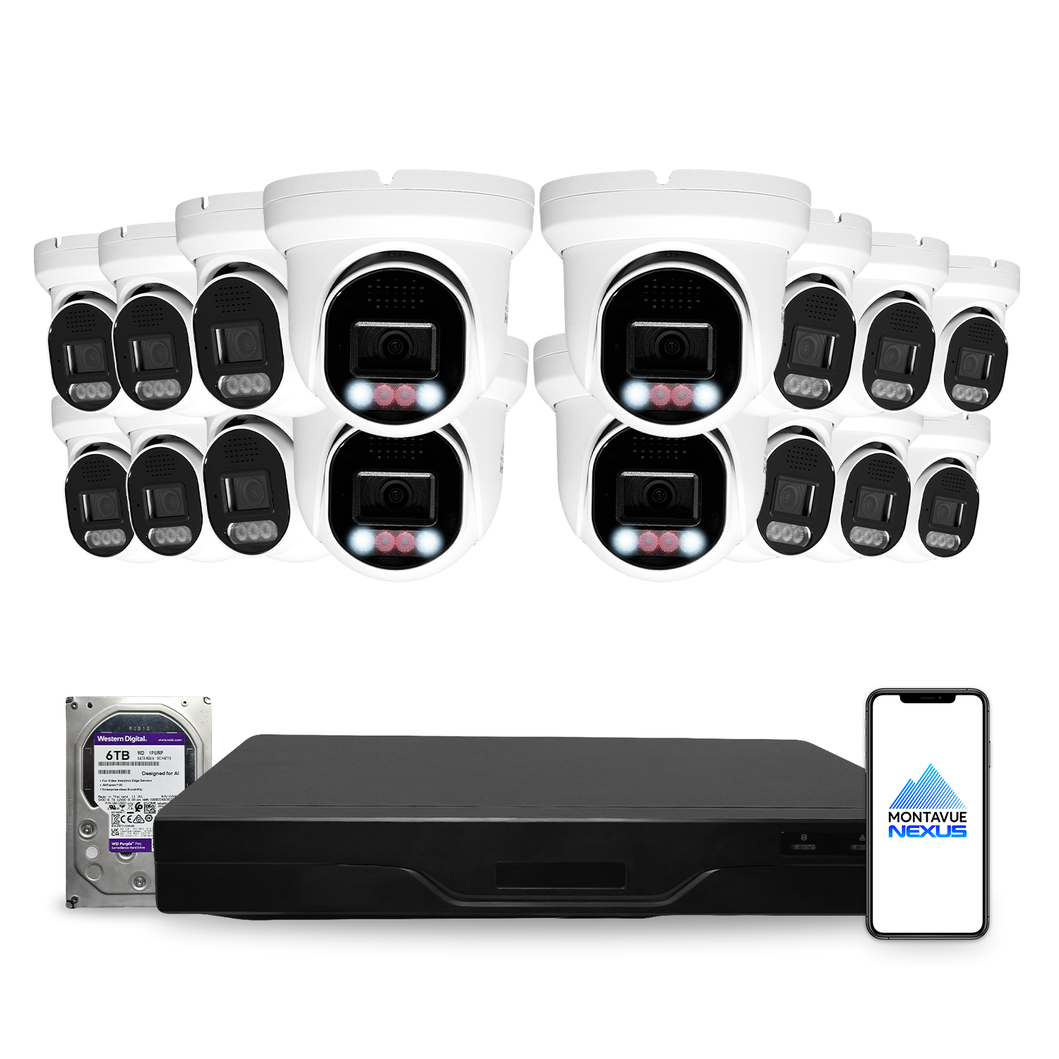 8MP 4K Nexus Smart Light Turret IP Security Camera System with Pro 32 Channel NVR & 6TB HDD