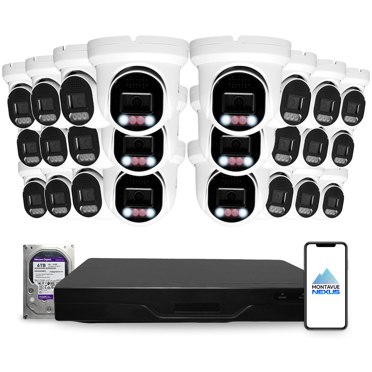 8MP 4K Nexus Smart Light Turret IP Security Camera System with Pro 32 Channel NVR & 6TB HDD